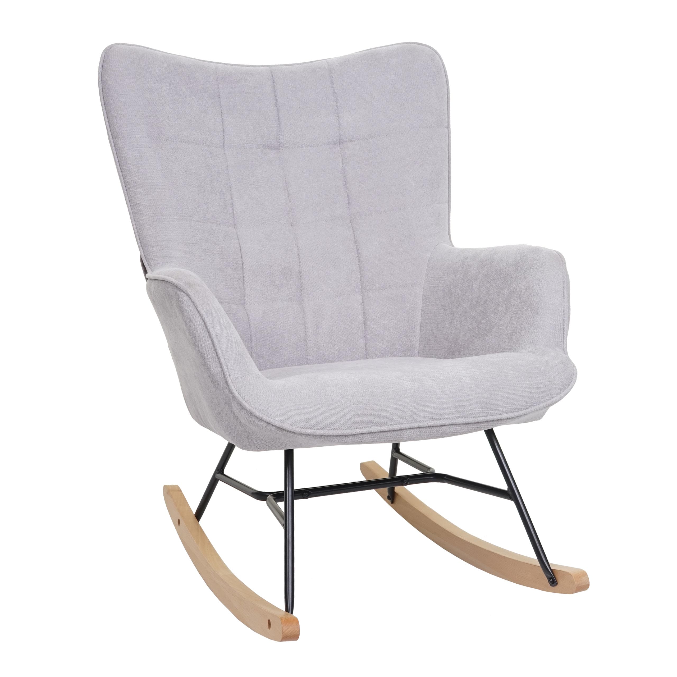 Schaukelstuhl MCW-K36, Schwingstuhl Relaxsessel Fernsehsessel, Stoff/Textil &Ouml;KO-TEX ~ grau 