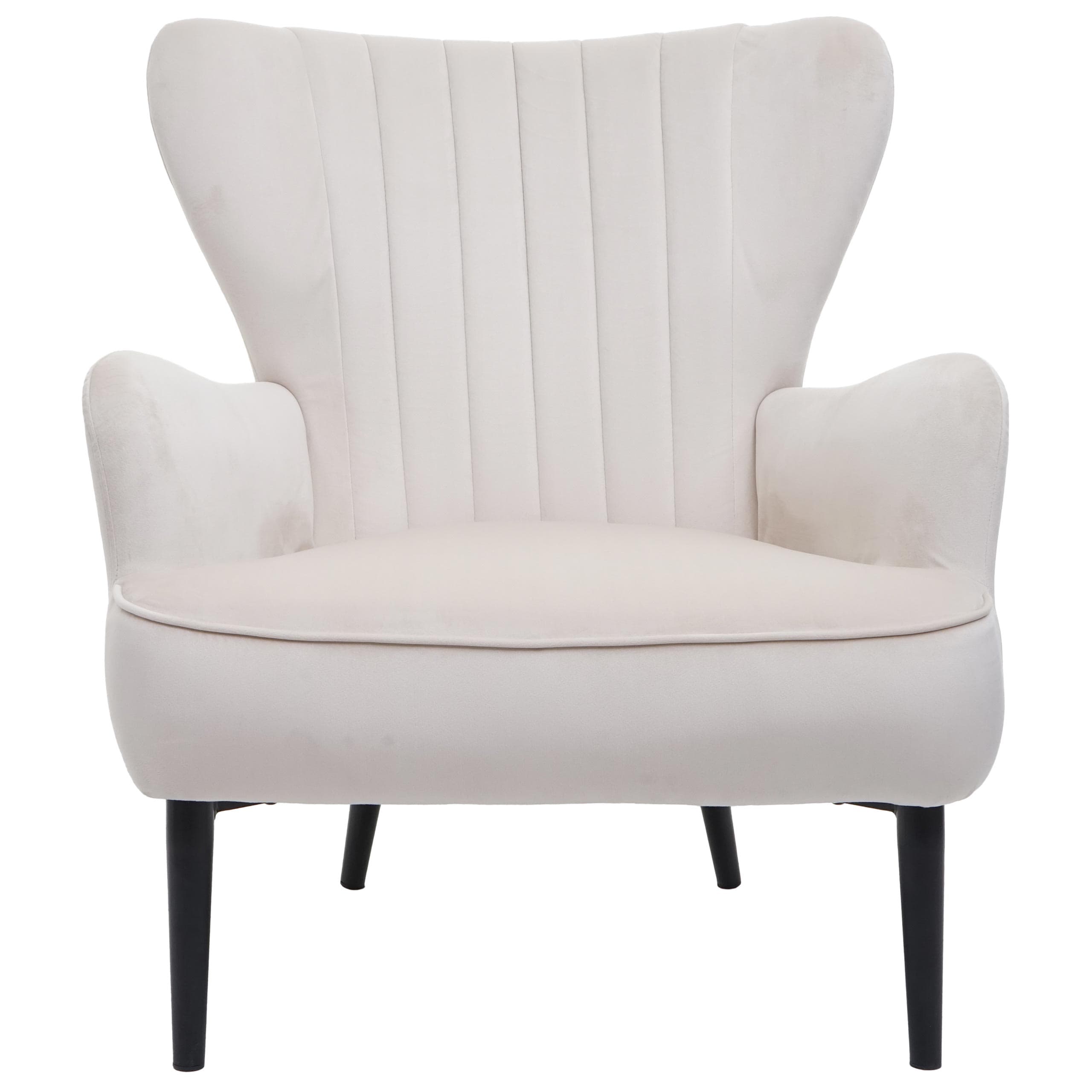 Lounge-Sessel MCW-K37, Cocktailsessel Polstersessel Sessel, Samt (280g/m&sup2;) ~ creme-beige 