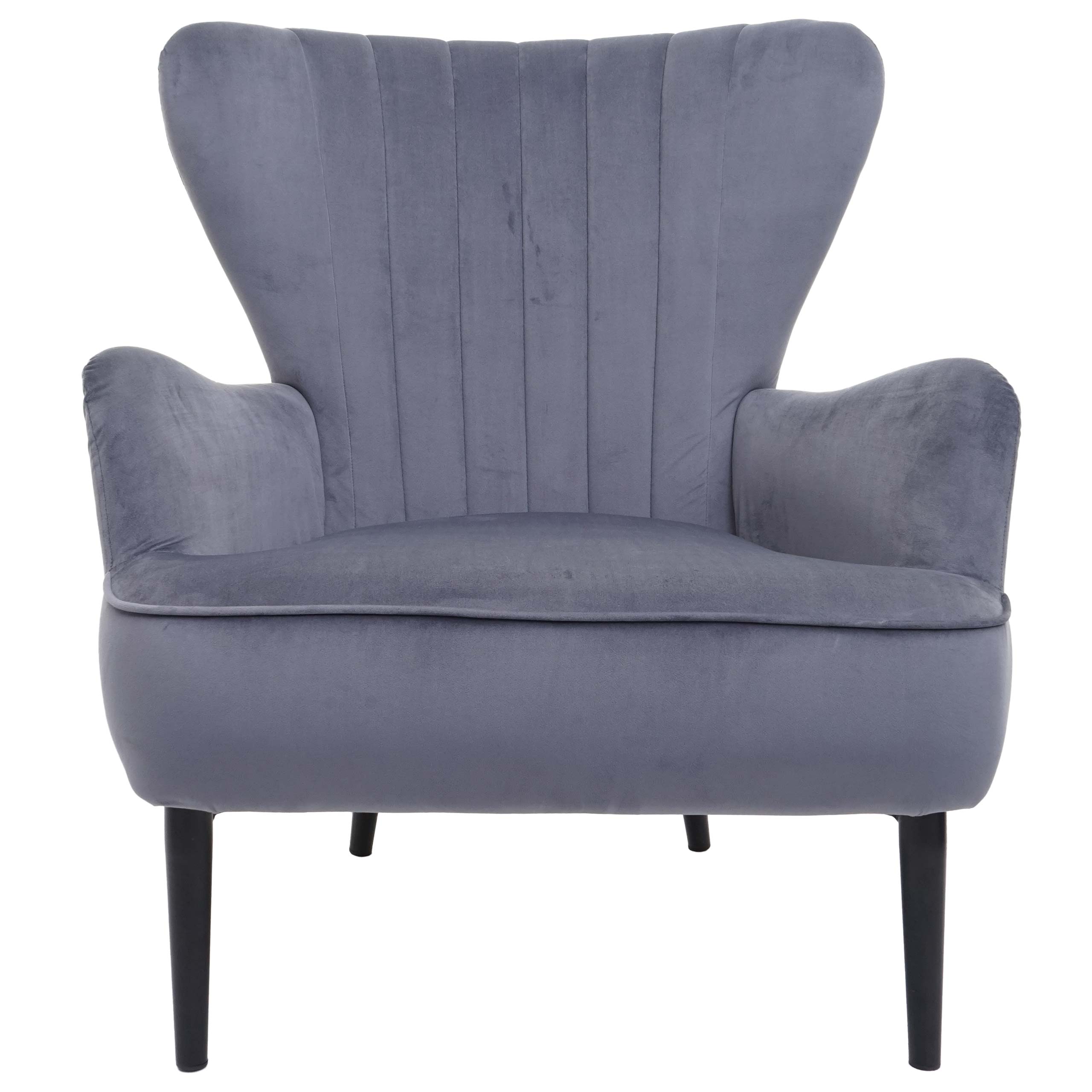 Lounge-Sessel MCW-K37, Cocktailsessel Polstersessel Sessel, Samt (280g/m&sup2;) ~ grau 