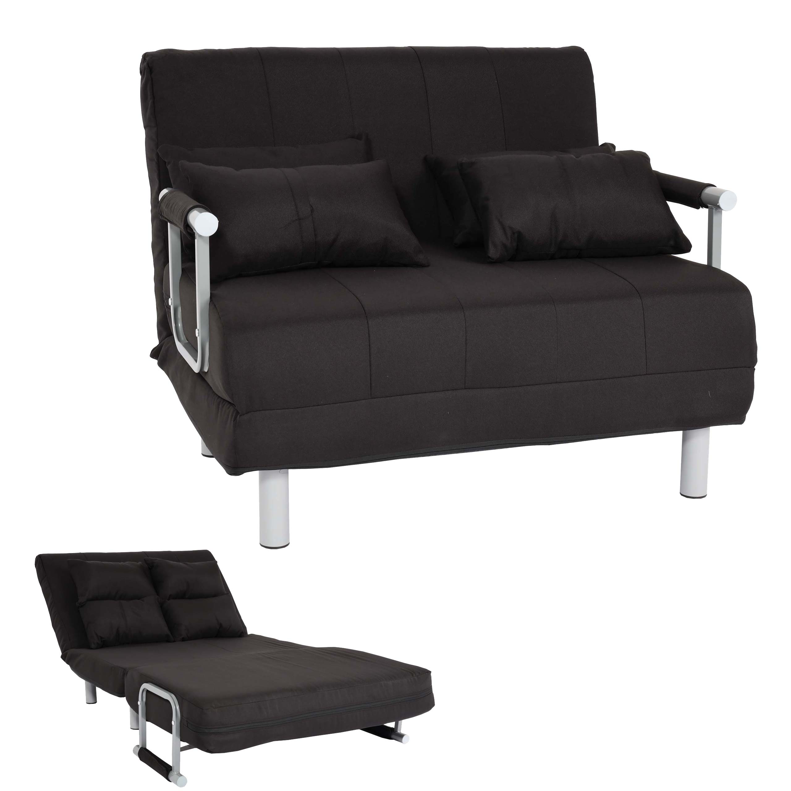 Schlafsessel MCW-K29, Klappsessel Schlafsofa G&auml;stebett Relaxsessel, Liegefl&auml;che 186x97cm Stoff (270g/m&sup2;) ~ schwarz 