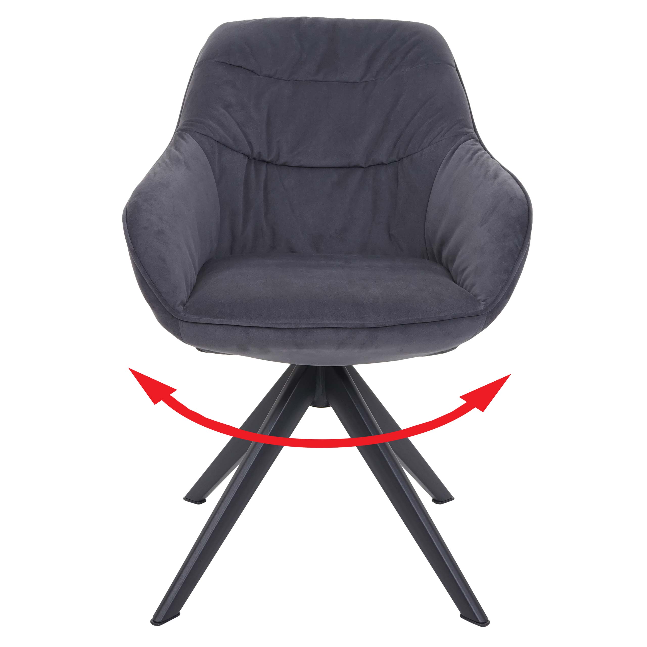 Esszimmerstuhl MCW-K28, K&uuml;chenstuhl Polsterstuhl Stuhl mit Armlehne, drehbar, Metall ~ Stoff/Textil grau 