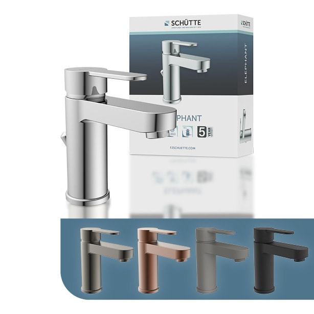 SCH&Uuml;TTE Waschtischarmatur ELEPHANT, Wasserhahn Bad mit Pop Up Abflussstopfen, Anthrazit matt 