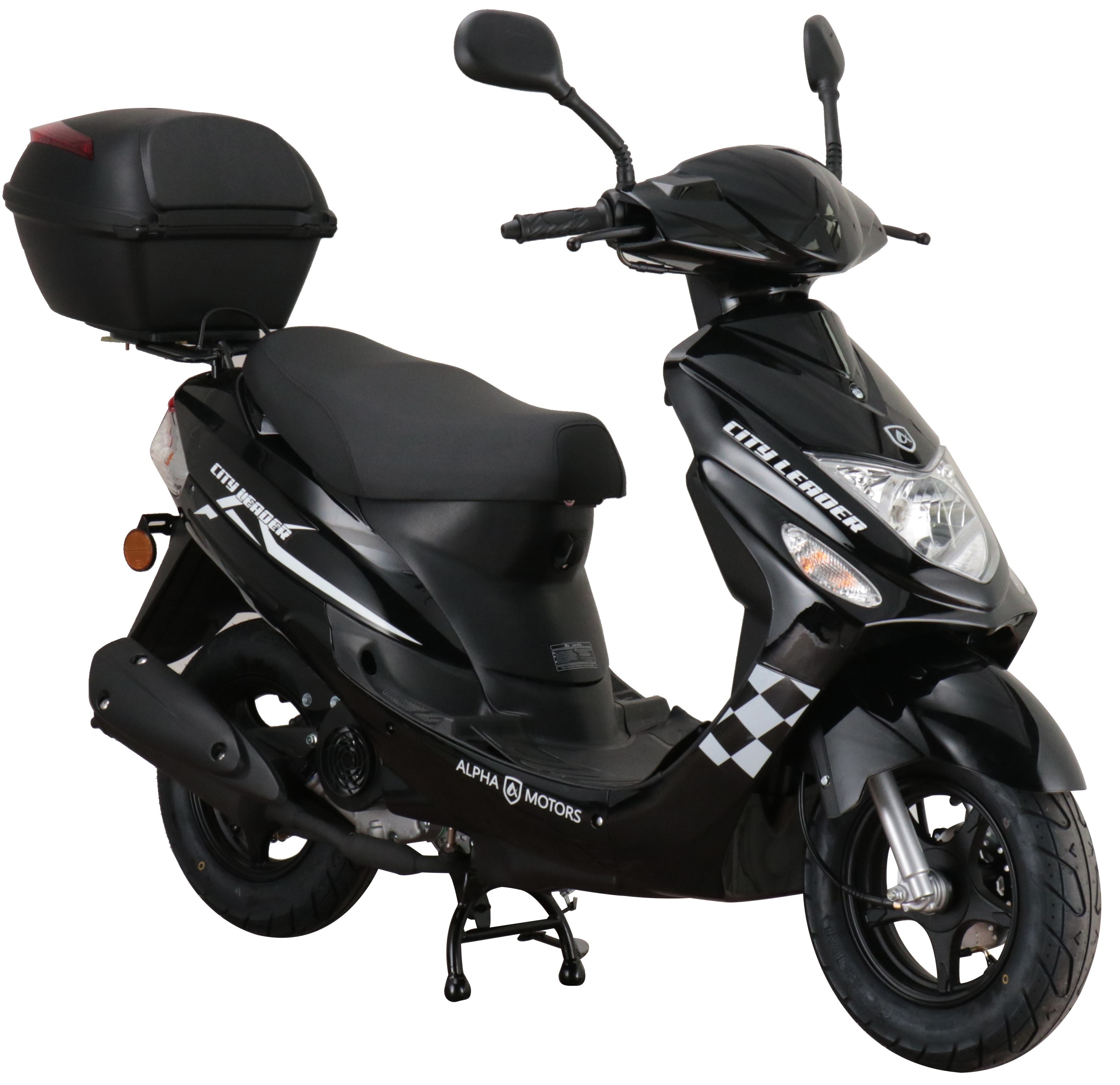 Alpha Motors Mofaroller CityLeader 50 ccm 25 kmh EURO 5 schwarz inkl. Topcase 