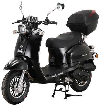 Alpha Motors Motorroller inkl. km/h Marktkauf Venus bei bestellen EURO schwarz ccm 50 online 45 5 Topcase