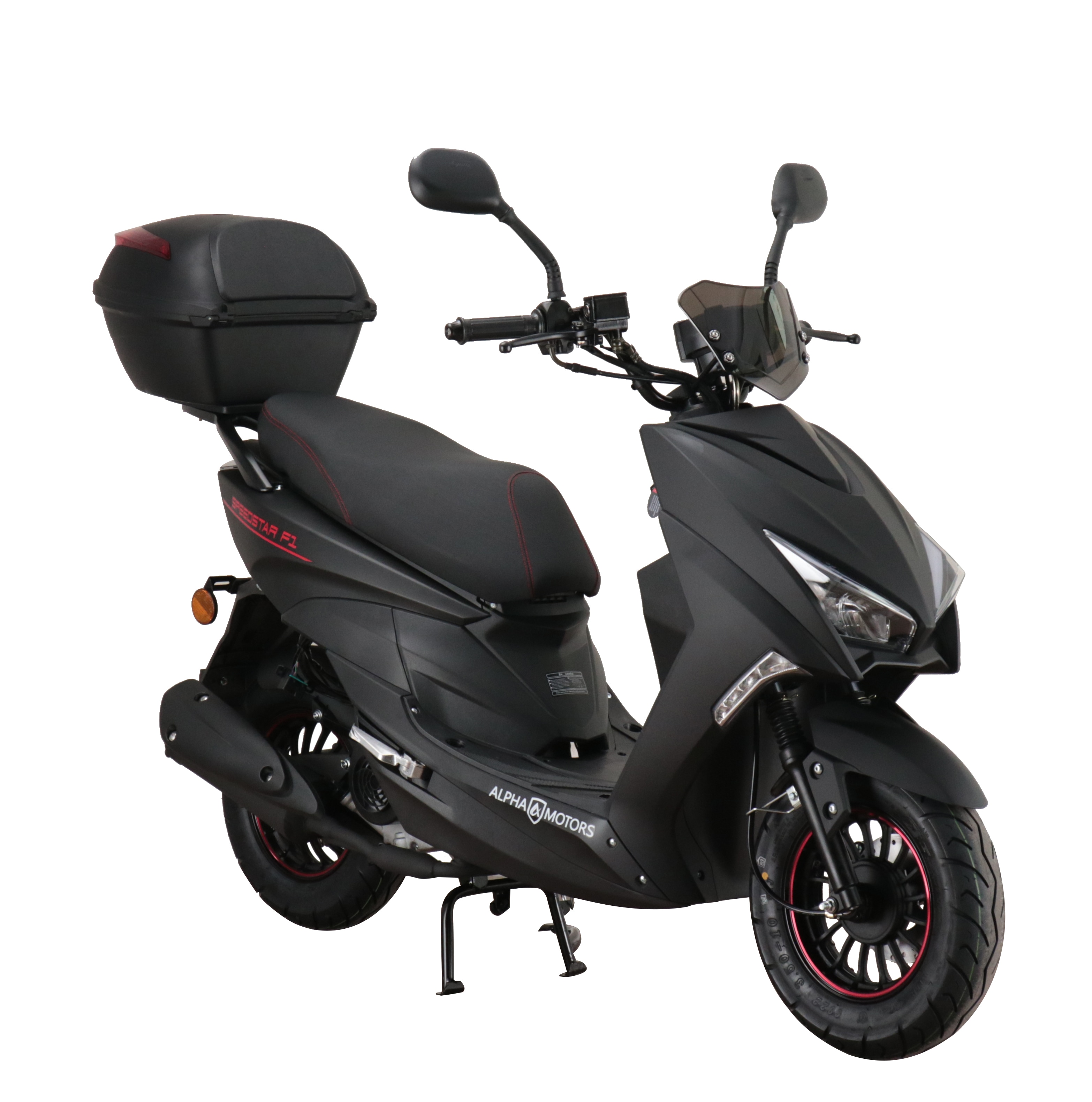 Alpha Motors Mofaroller Speedstar FI 50 ccm 25 km/h EURO 5 mattschwarz inkl. Topcase 