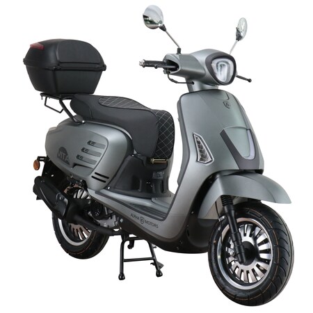 bestellen mattgrau 85 ccm Topcase Motorroller bei Vita inkl. Motors Alpha km/h 125 online Marktkauf EURO 5