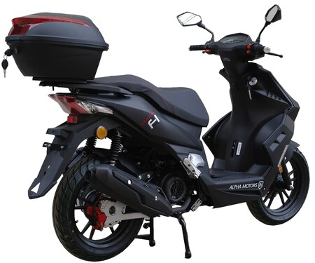 kmh 85 FI bestellen ccm Motors Marktkauf Motorroller 125 mattschwarz online inkl. Topcase 5 EURO bei Alpha Mustang
