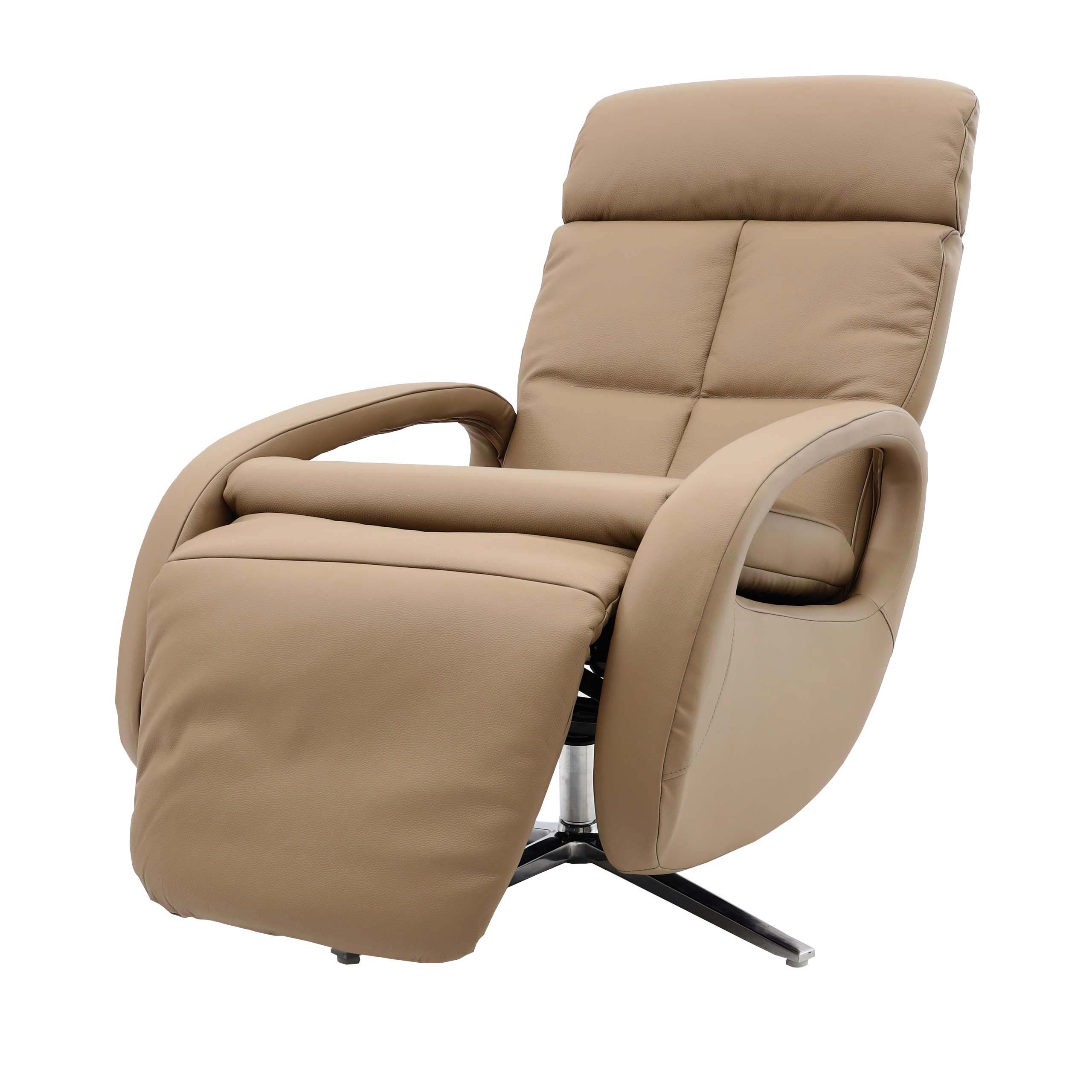 Relaxsessel MCW-L11, Design Fernsehsessel TV-Sessel Liegesessel, Liegefunktion drehbar, Voll-Leder ~ taupe 