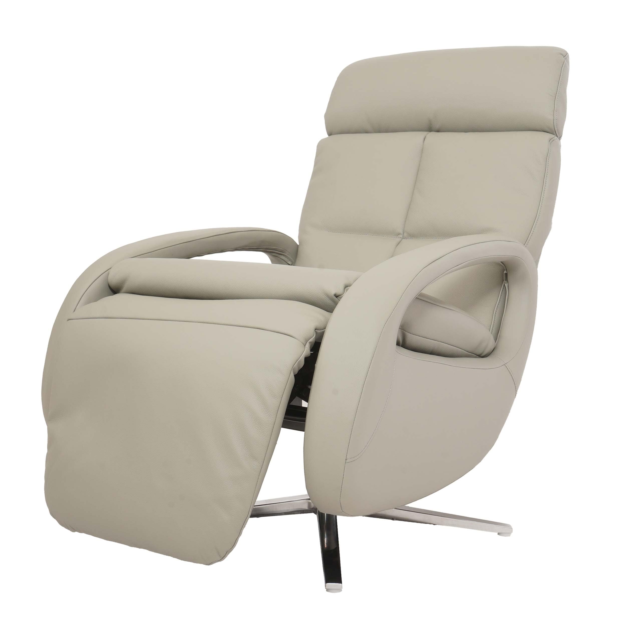 Relaxsessel MCW-L11, Design Fernsehsessel TV-Sessel Liegesessel, Liegefunktion drehbar, Voll-Leder ~ grau 