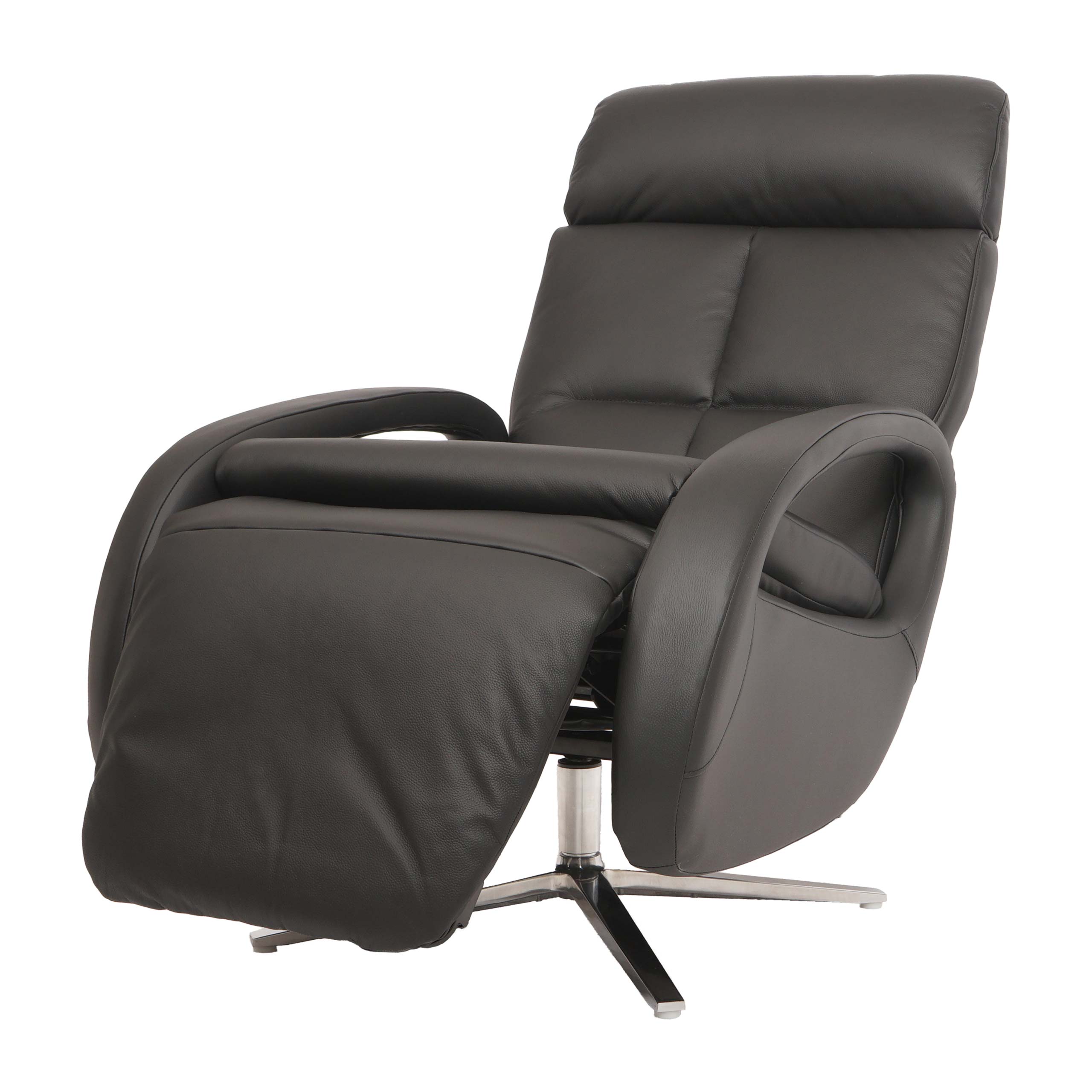 Relaxsessel MCW-L11, Design Fernsehsessel TV-Sessel Liegesessel, Liegefunktion drehbar, Voll-Leder ~ schwarz 