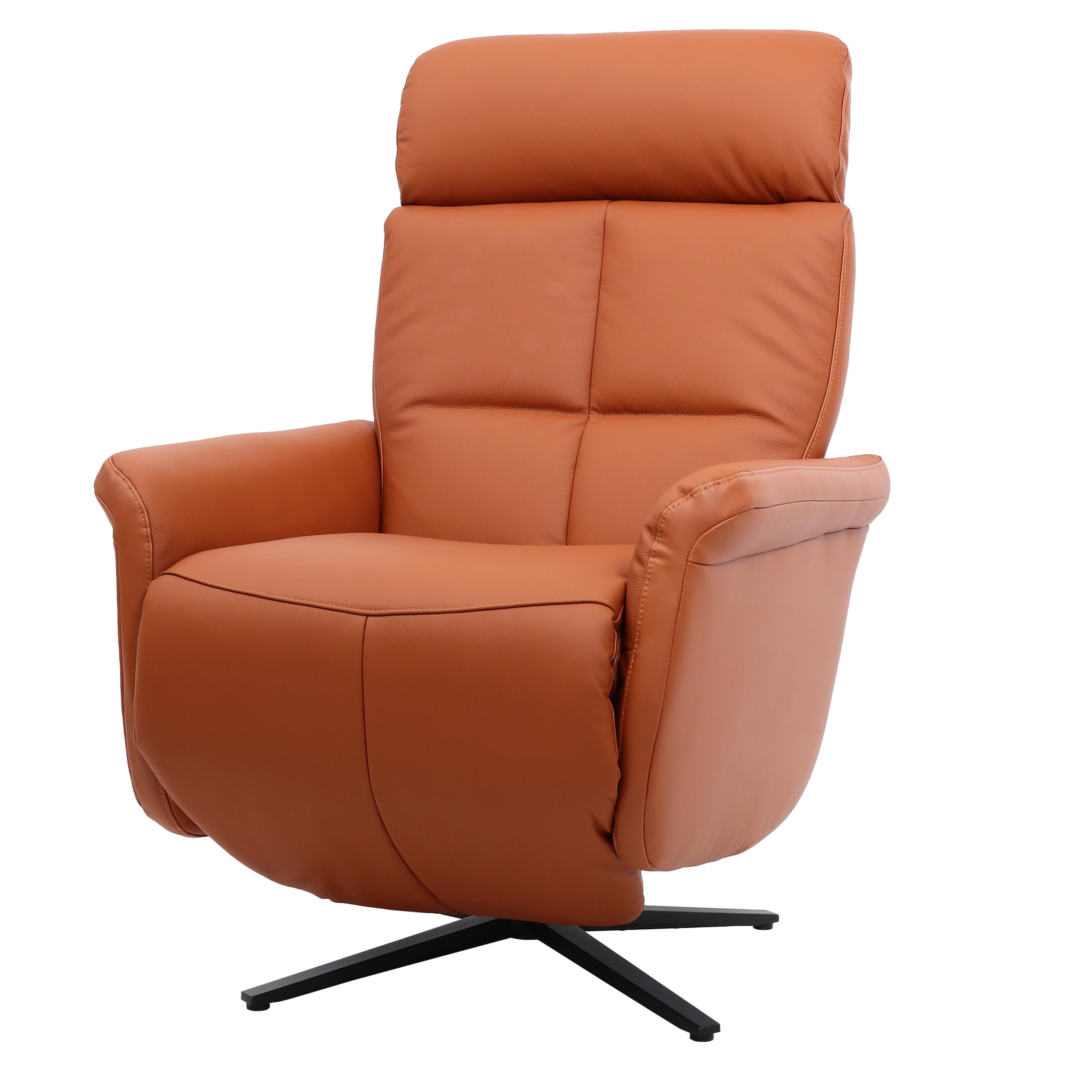 Relaxsessel MCW-L10, Design Fernsehsessel TV-Sessel Liegesessel, Liegefunktion drehbar, Voll-Leder ~ terracotta-braun 
