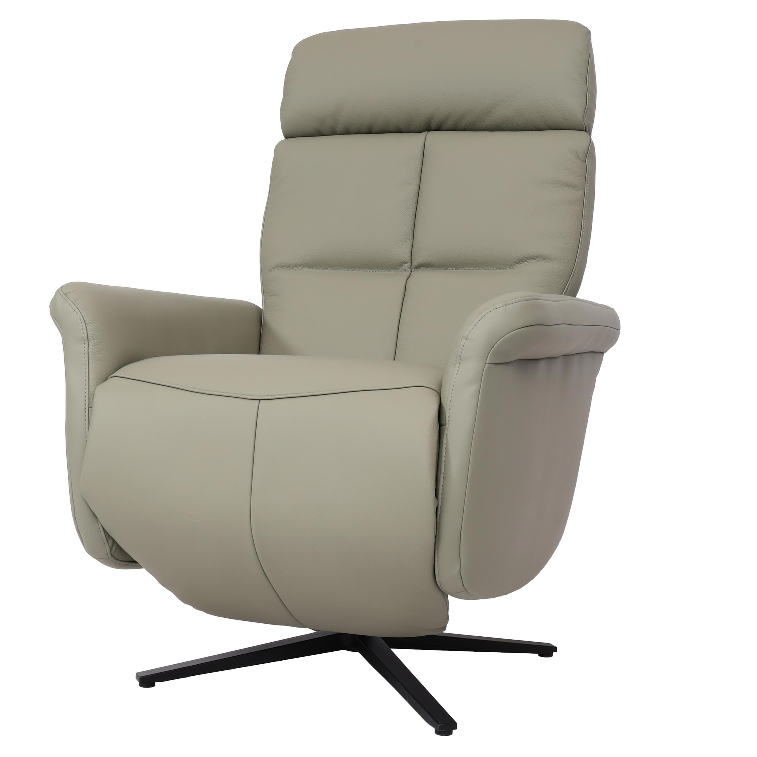 Relaxsessel MCW-L10, Design Fernsehsessel TV-Sessel Liegesessel, Liegefunktion drehbar, Voll-Leder ~ grau 