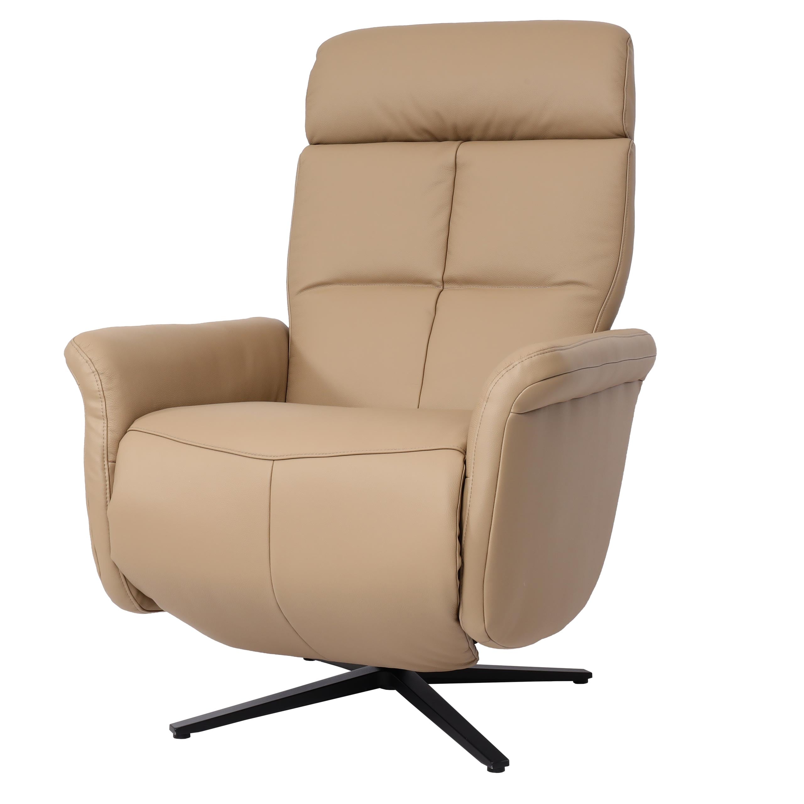 Relaxsessel MCW-L10, Design Fernsehsessel TV-Sessel Liegesessel, Liegefunktion drehbar, Voll-Leder ~ taupe 