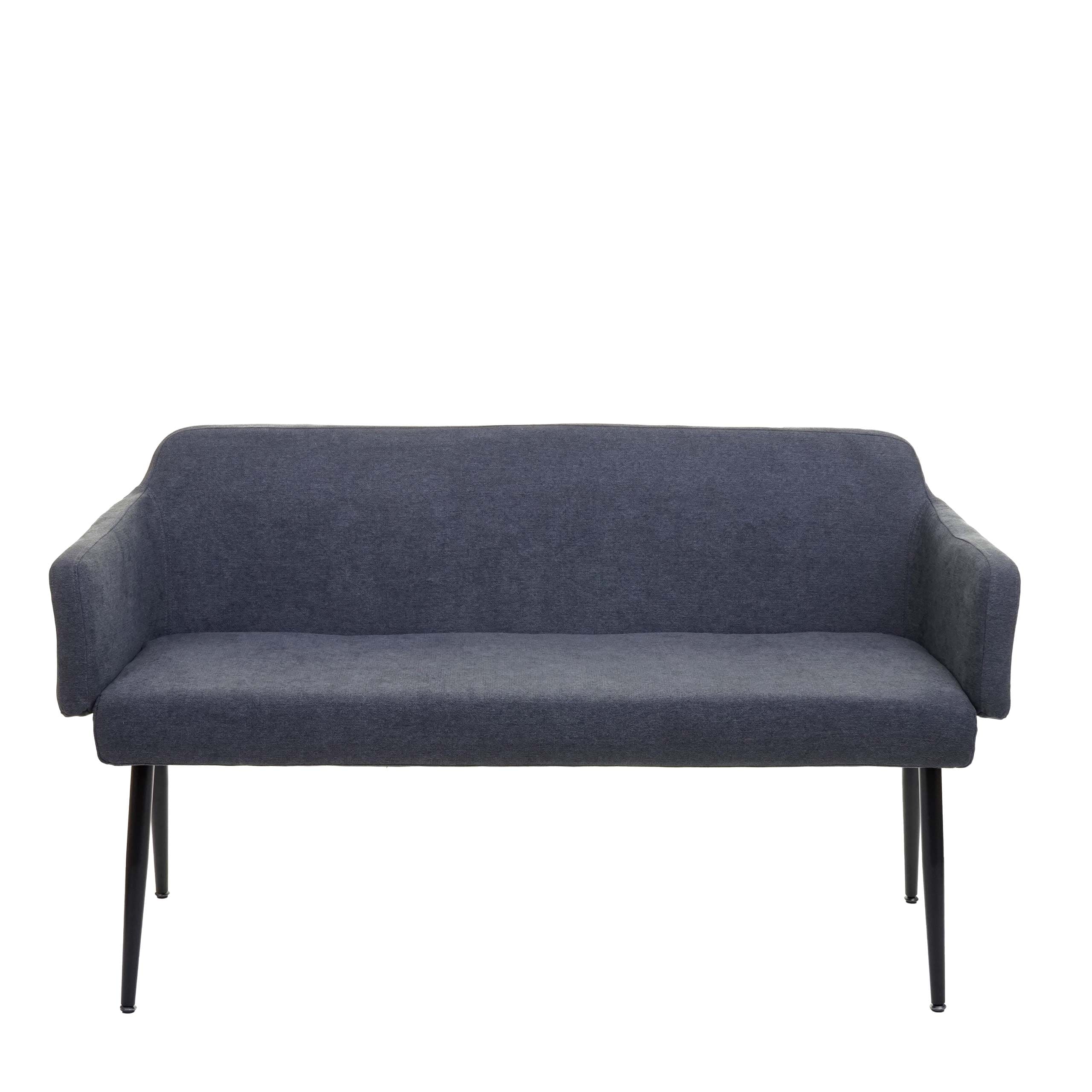 Sitzbank MCW-L13, Esszimmerbank Bank Polsterbank Garderobenbank R&uuml;ckenlehne Armlehne Stoff/Textil 133cm ~ anthrazit 