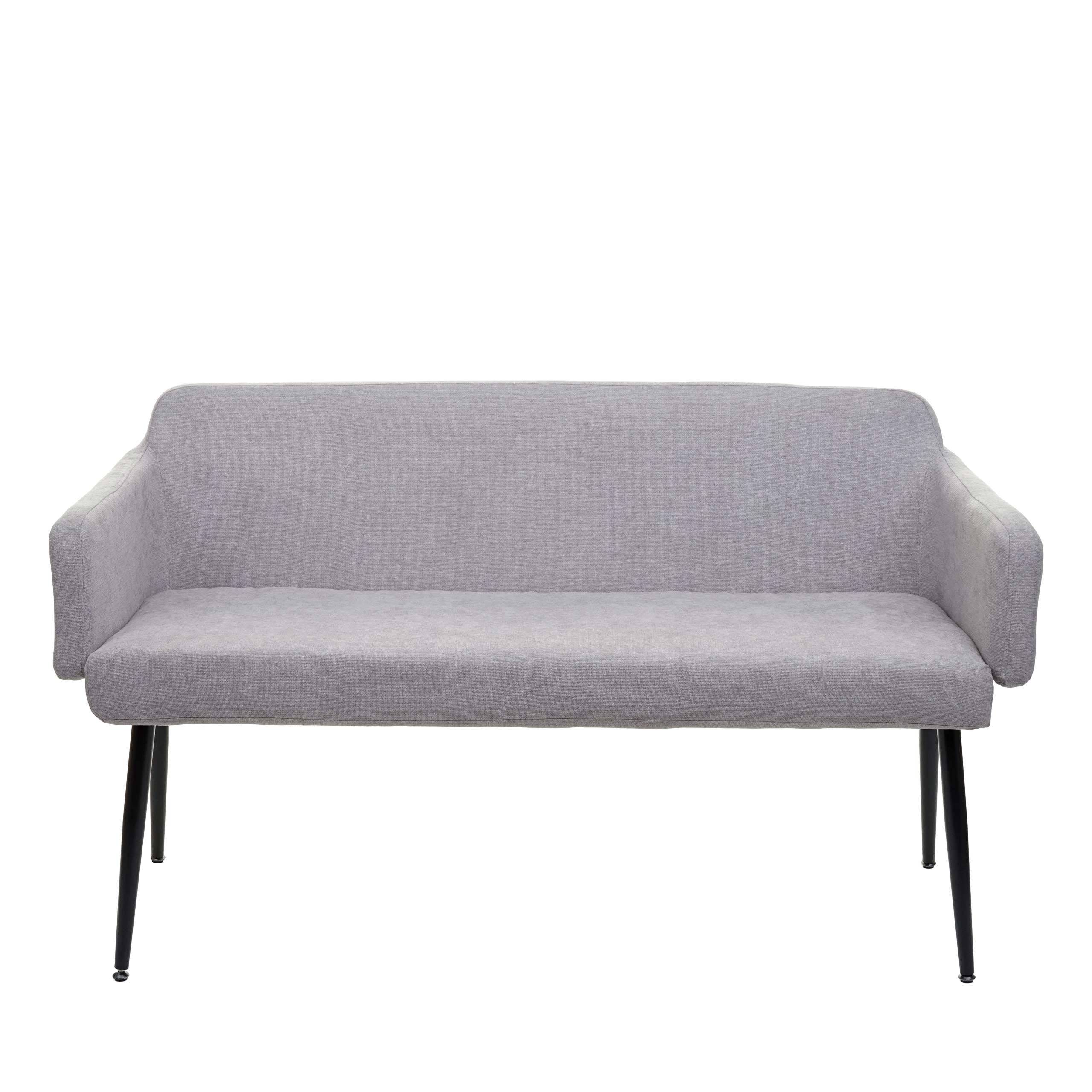 Sitzbank MCW-L13, Esszimmerbank Bank Polsterbank Garderobenbank R&uuml;ckenlehne Armlehne Stoff/Textil 133cm ~ grau 