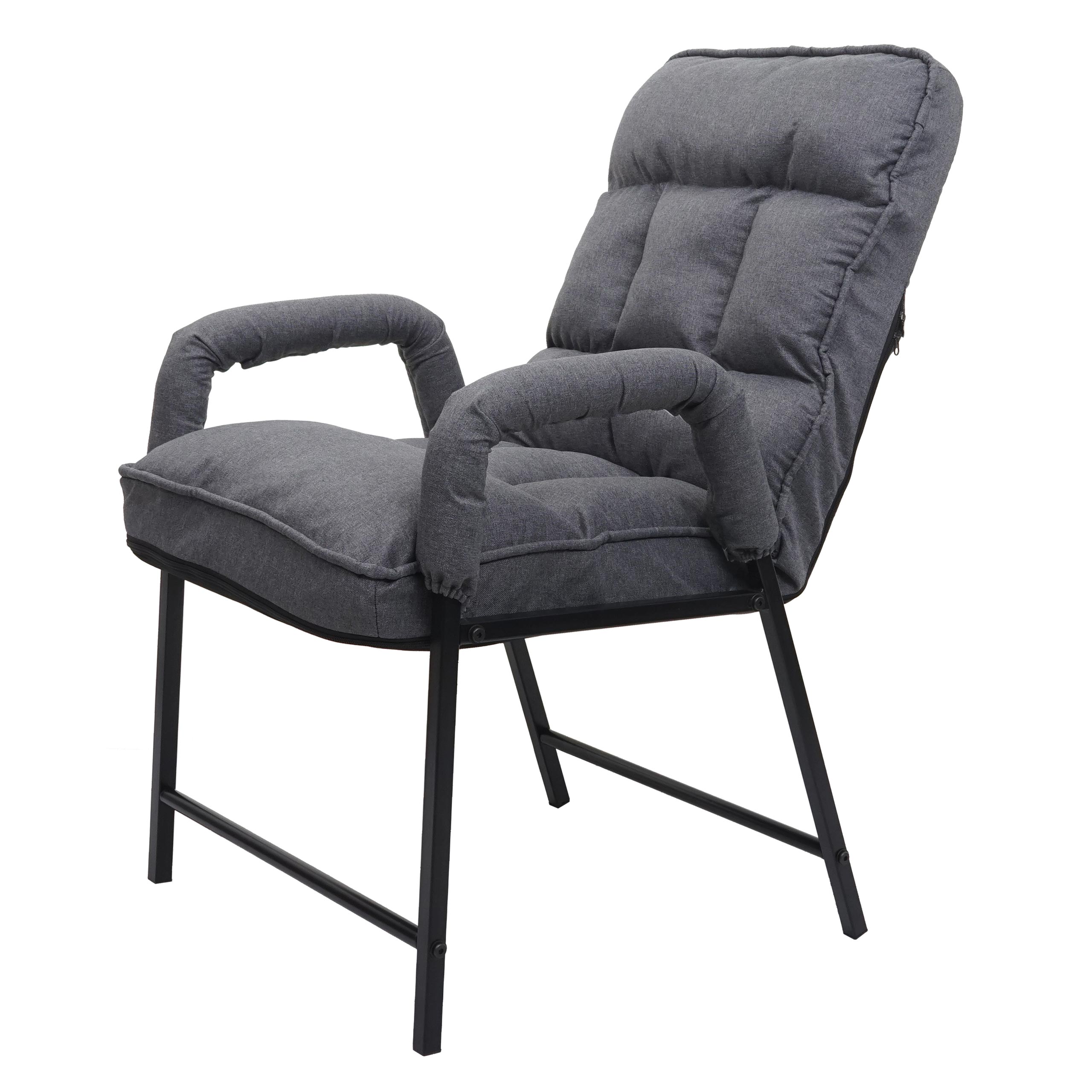 Esszimmerstuhl MCW-K40, Stuhl Polsterstuhl, 160kg belastbar R&uuml;ckenlehne verstellbar Metall ~ Stoff/Textil dunkelgrau 