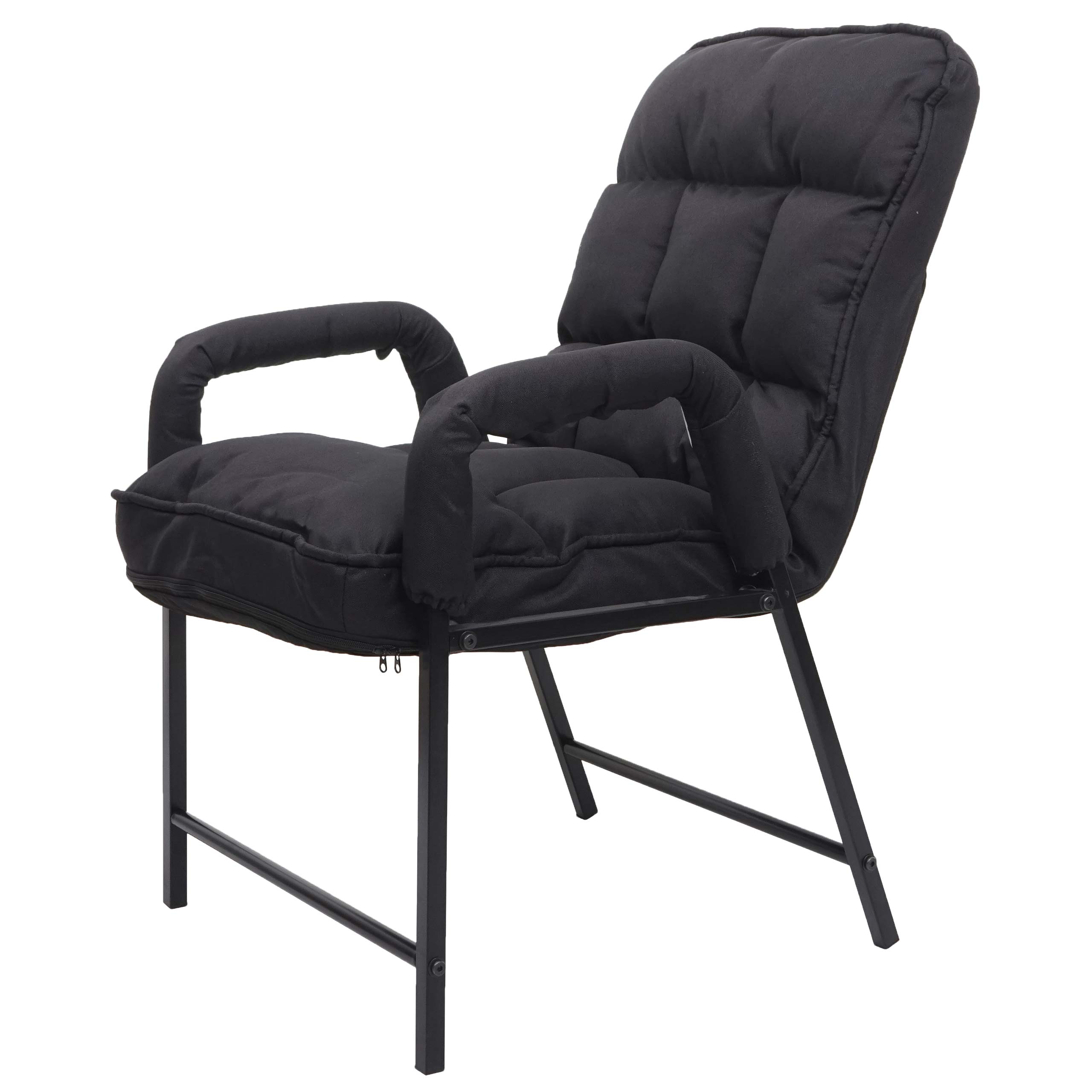 Esszimmerstuhl MCW-K40, Stuhl Polsterstuhl, 160kg belastbar R&uuml;ckenlehne verstellbar Metall ~ Stoff/Textil schwarz 