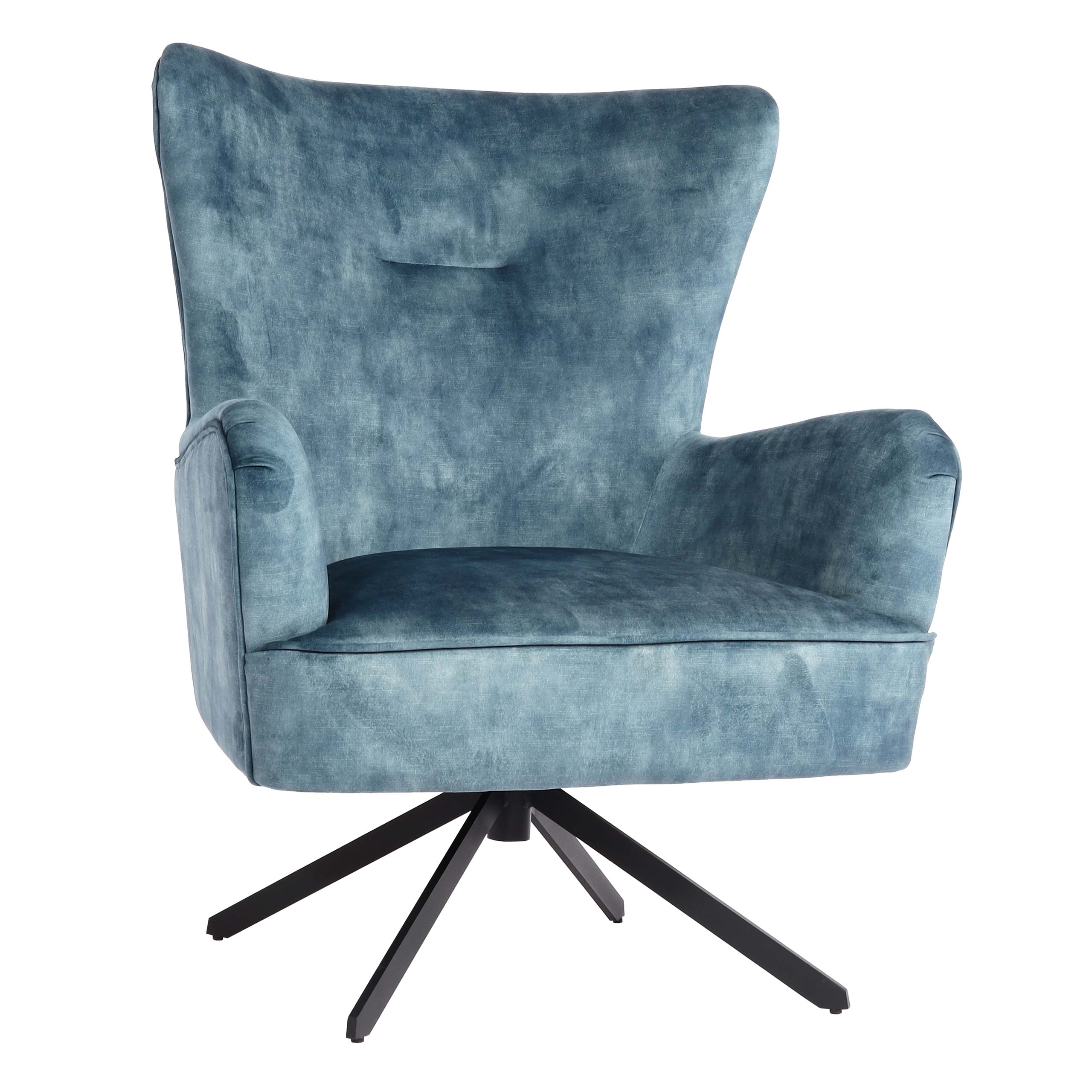 Lounge-Sessel MCW-L63, Cocktailsessel Polstersessel Relaxsessel, drehbar, vintage Samt Metall ~ petrol-blau 