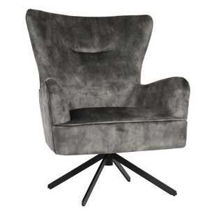 Lounge-Sessel MCW-L63, Cocktailsessel Polstersessel Relaxsessel, drehbar, vintage Samt Metall ~ grau-grün 