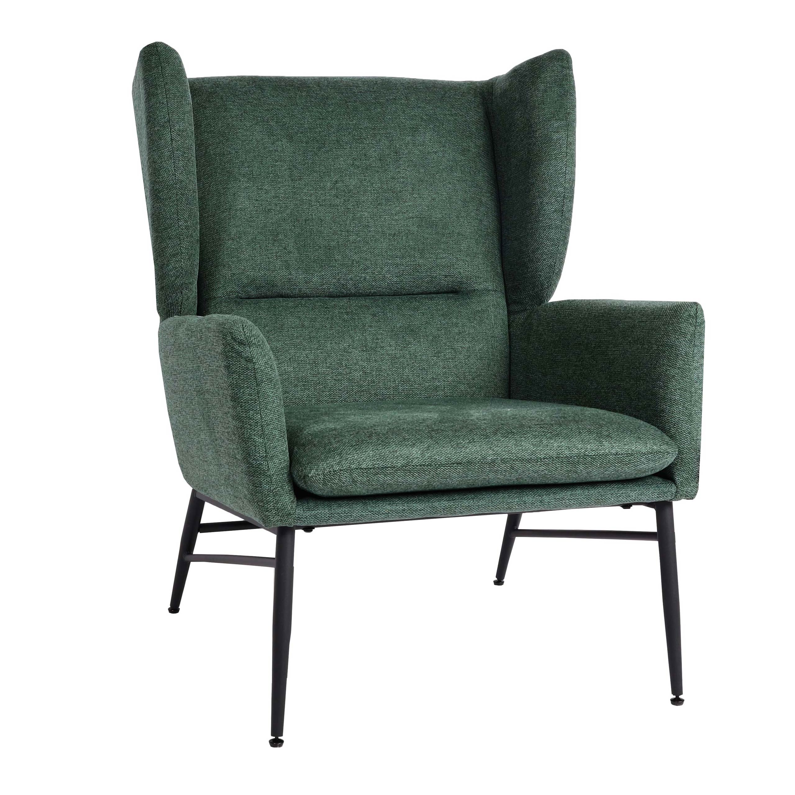 Lounge-Sessel MCW-L62, Ohrensessel Cocktailsessel Sessel Polstersessel, Stoff/Textil Metall ~ gr&uuml;n 