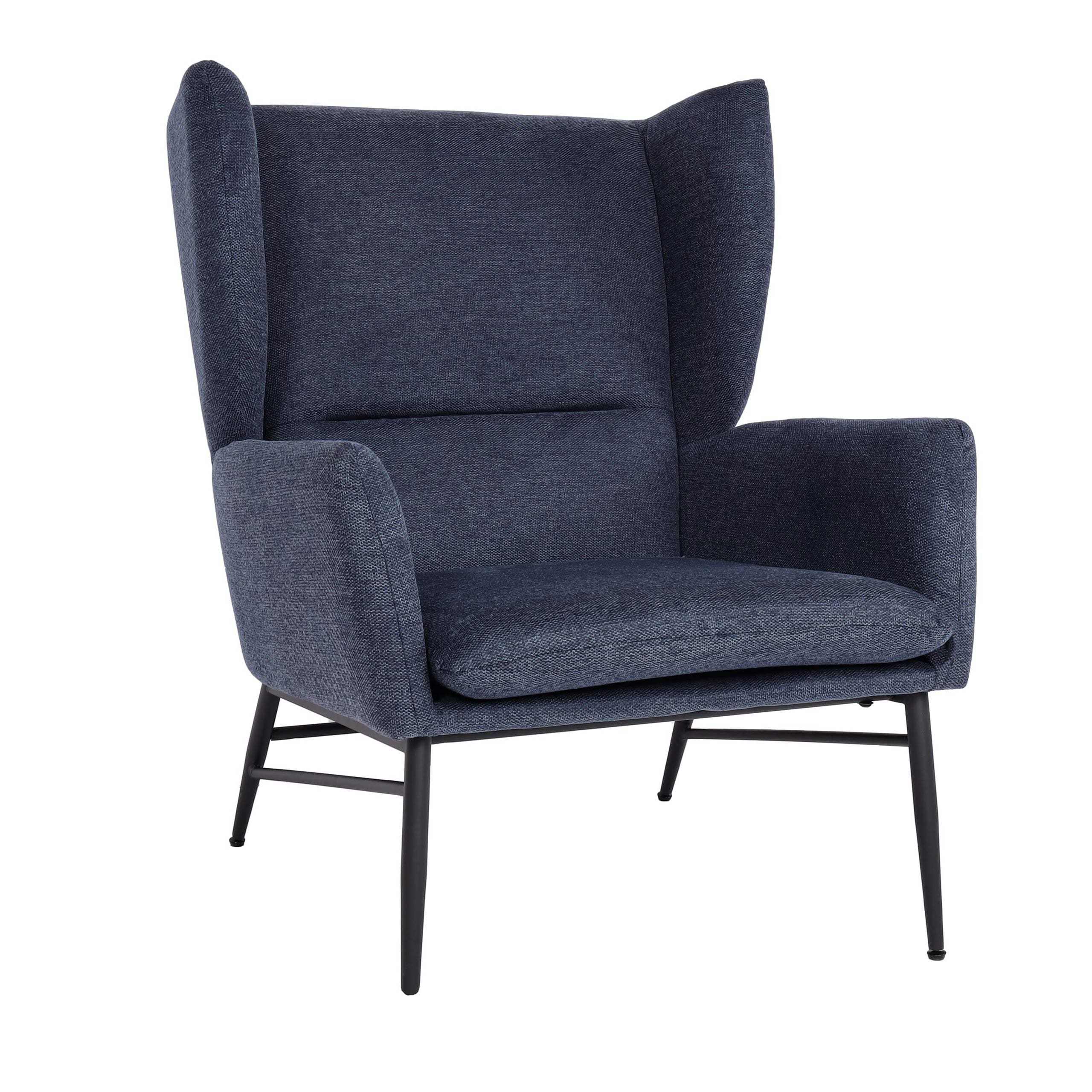 Lounge-Sessel MCW-L62, Ohrensessel Cocktailsessel Sessel Polstersessel, Stoff/Textil Metall ~ blau 