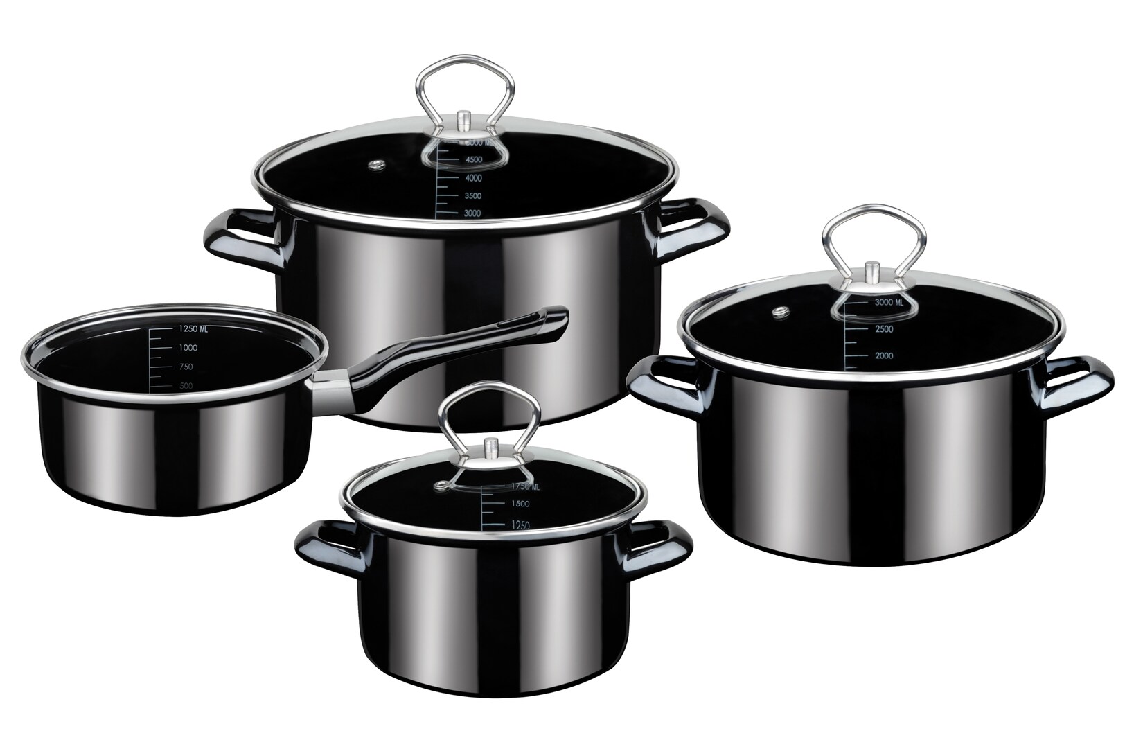 Kochtopf-Set Emaille Profi-Black-Star 7-tlg.
