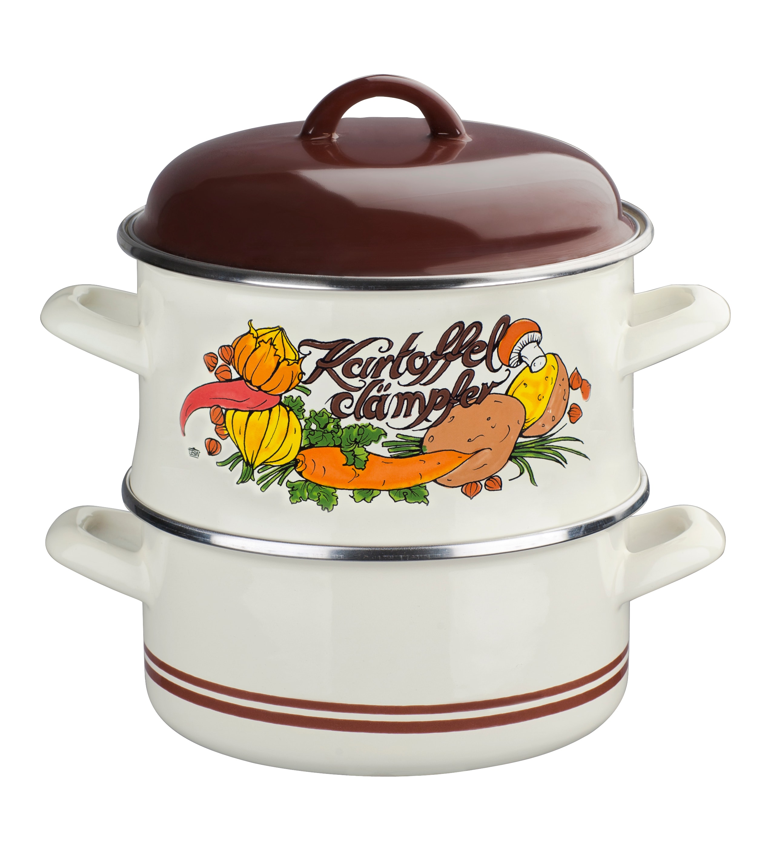 GSW Kartoffel- und Gem&uuml;sed&auml;mpfer 18cm mit Deckel 