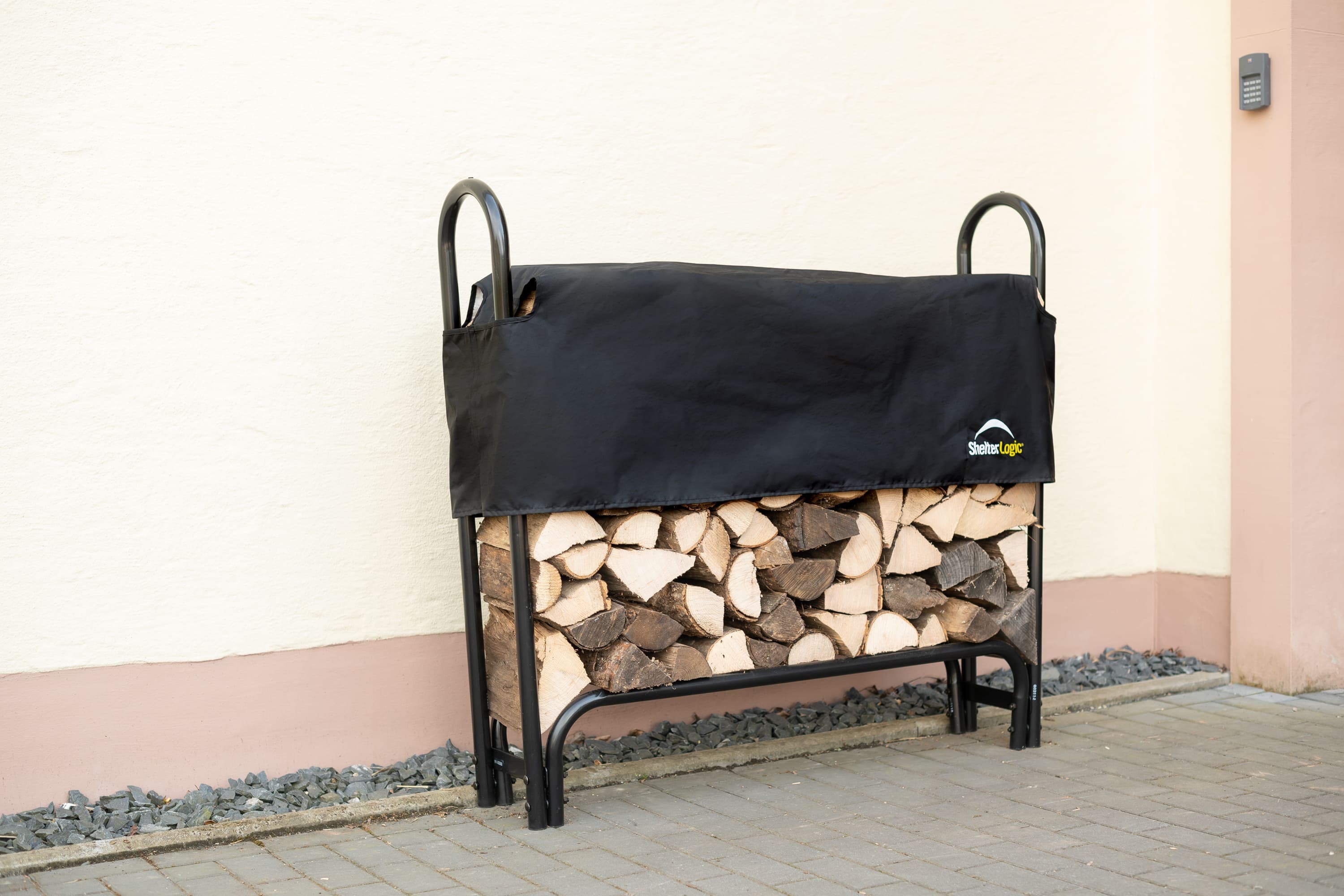 ShelterLogic Stahl Kaminholzregal Holzlager inkl. Abdeckung schwarz - versch. Ausf&uuml;hrungen 