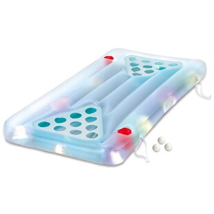 Summer Waves Luftmatratze & Bier-Pong Tisch inkl. LED blau 160x84x19 cm 