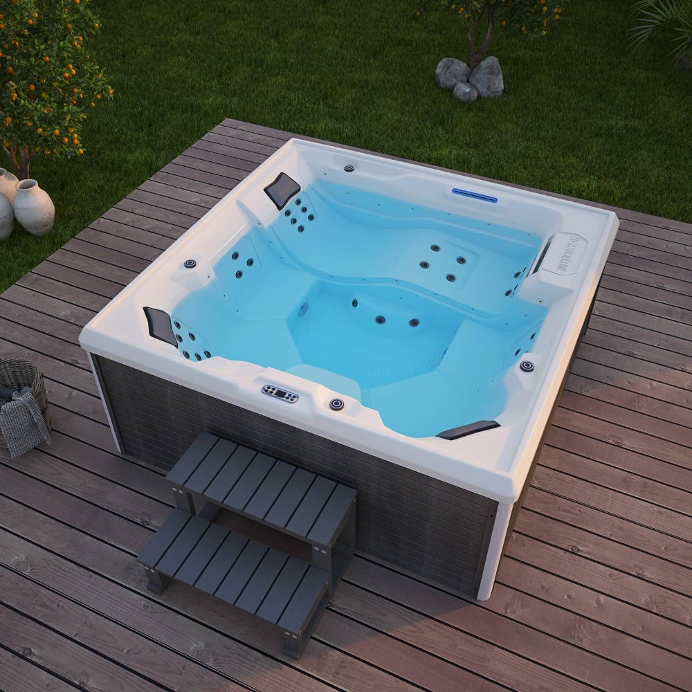 Outdoor Whirlpool STREAM BIG - Mit Treppe und Thermoabdeckung 