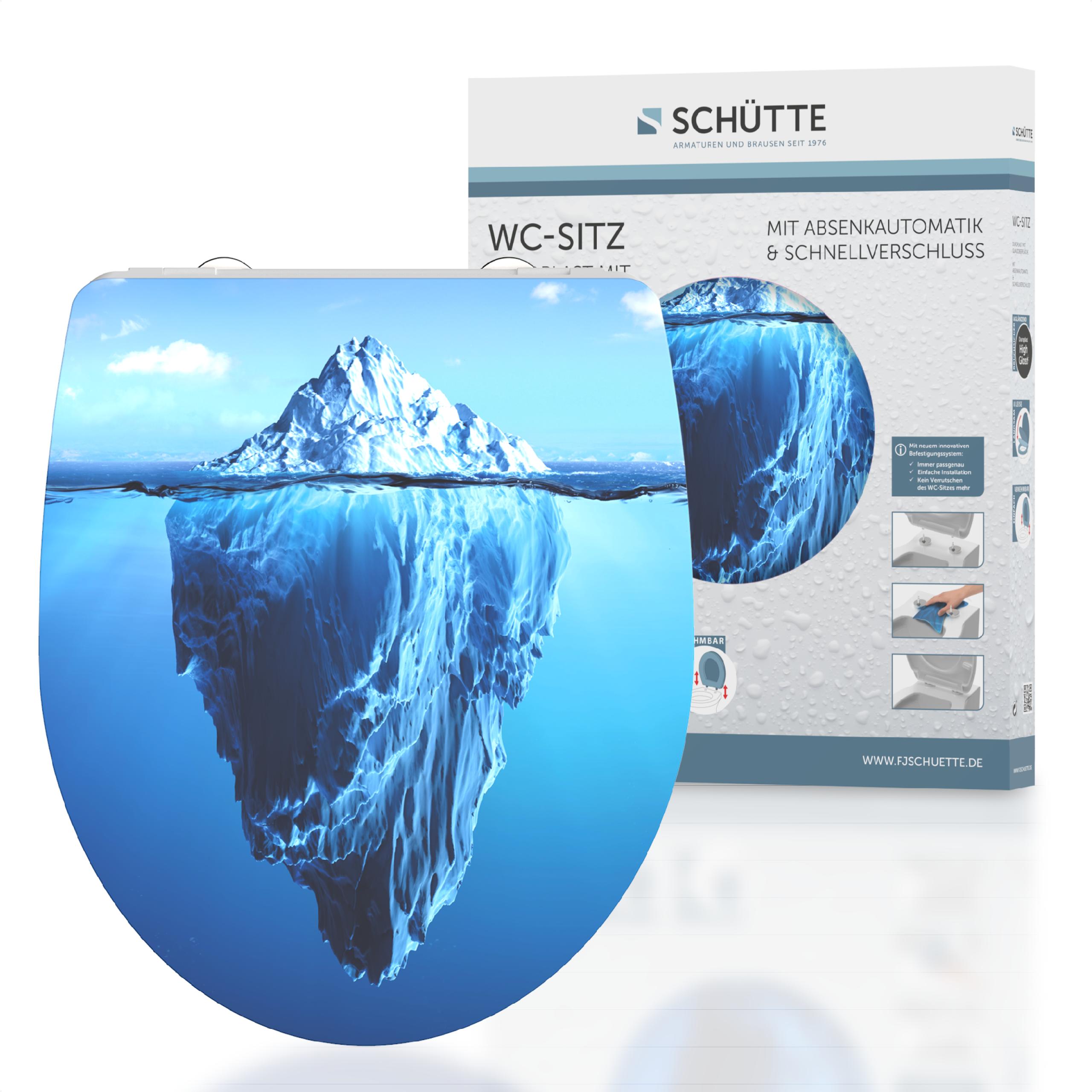 Sch&uuml;tte Duroplast HG WC Sitz ICEBERG, Hochgl&auml;nzend mit Absenkautomatik und Schnellverschluss 