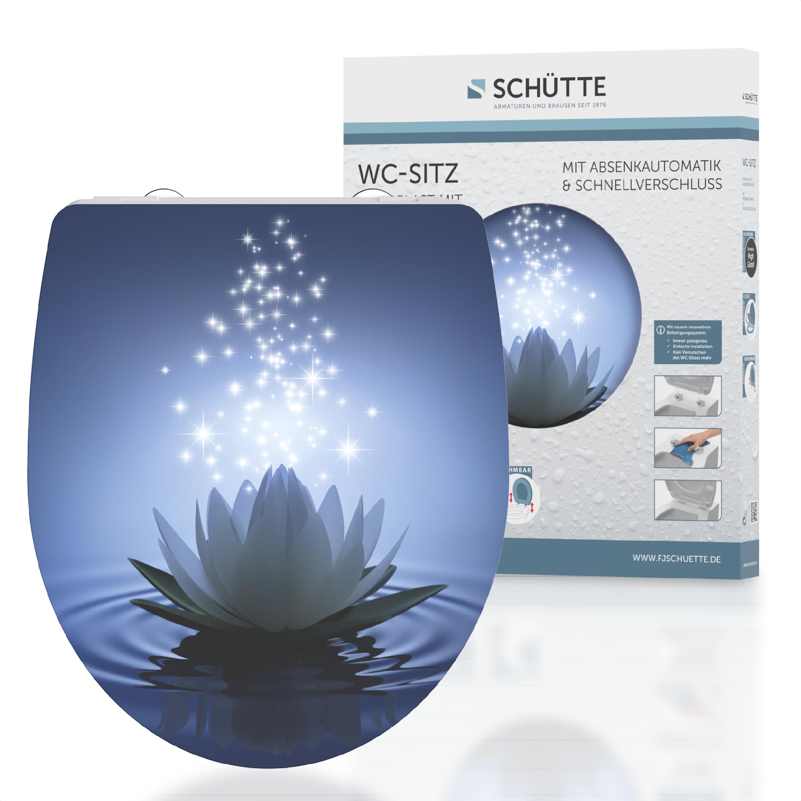 Sch&uuml;tte Duroplast HG WC Sitz WATER LILY, Hochgl&auml;nzend mit Absenkautomatik und Schnellverschluss 