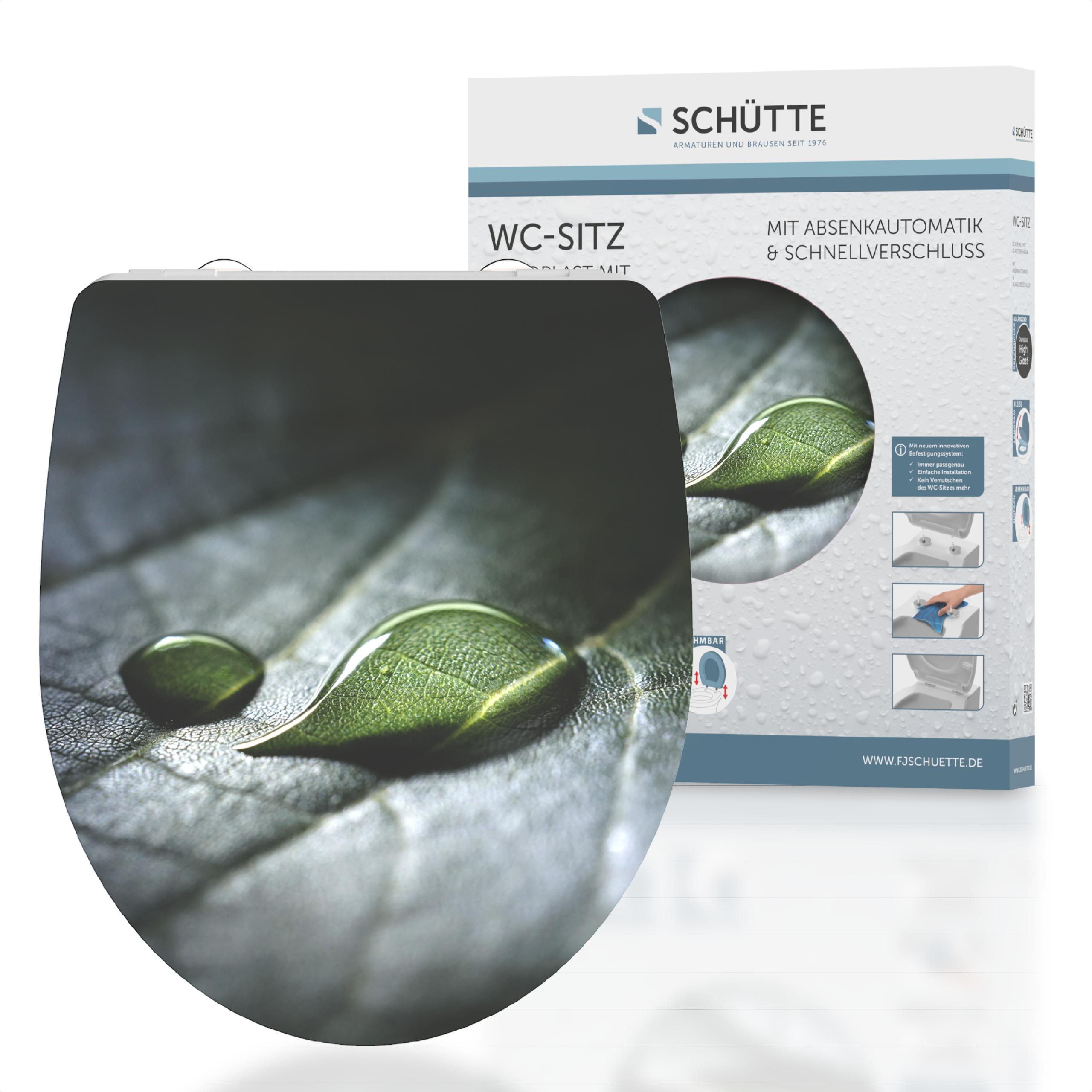 Sch&uuml;tte Duroplast HG WC Sitz RAIN DROP, Hochgl&auml;nzende mit Absenkautomatik und Schnellverschluss 