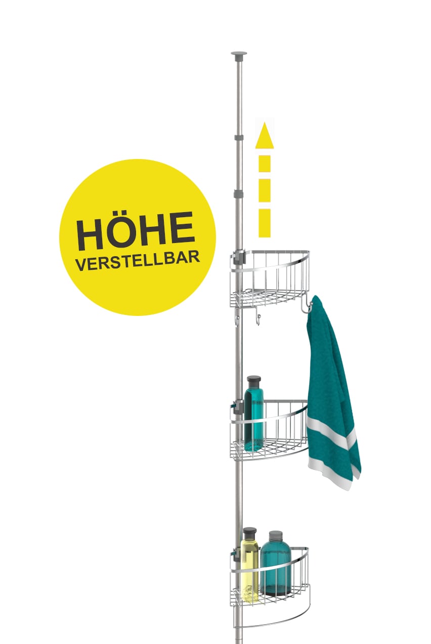 Eisl Teleskop Duschregal mit 4 Duschk&ouml;rben Chrom 