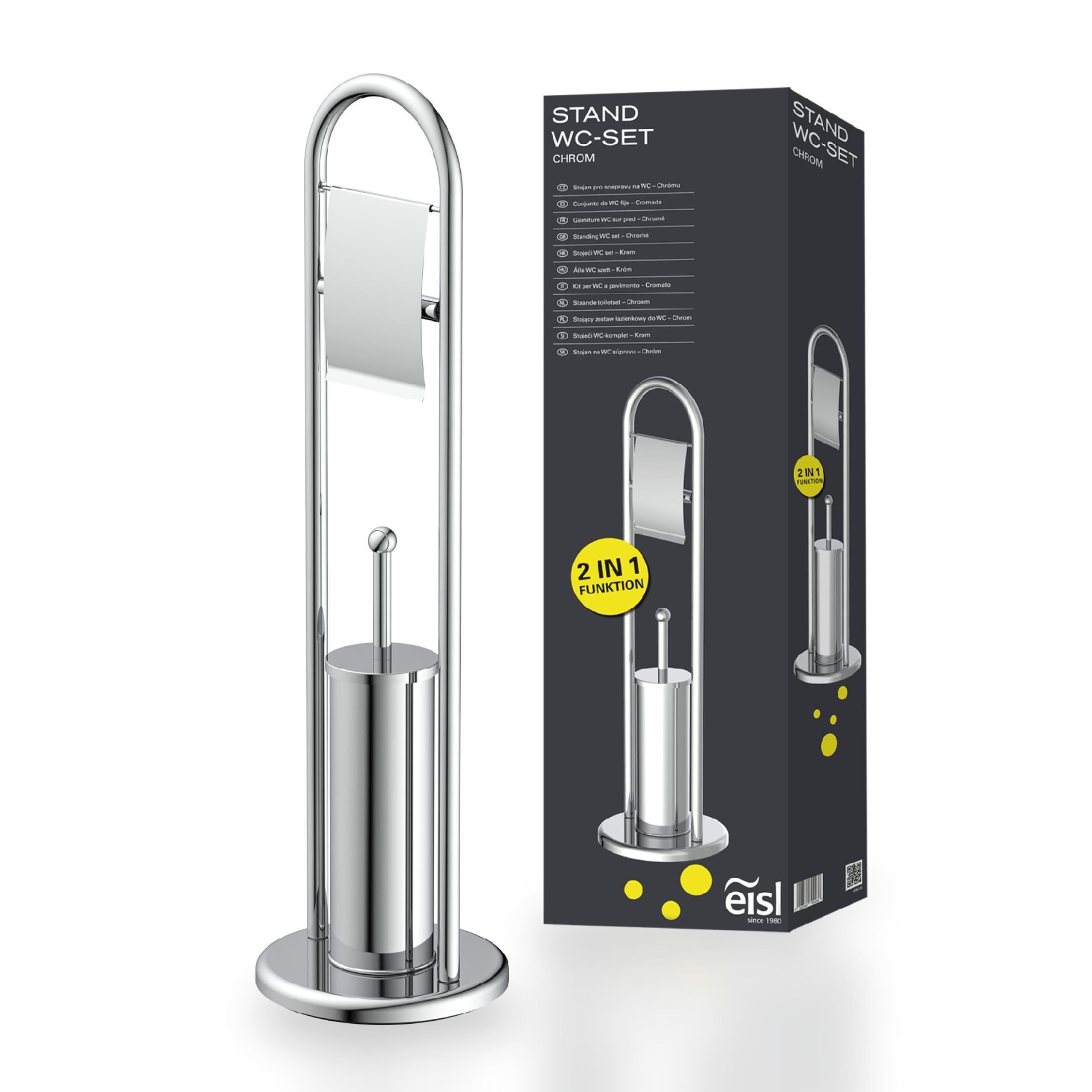 Eisl WC B&uuml;rstengarnitur freistehend mit Toilettenpapierhalter Edelstahl 