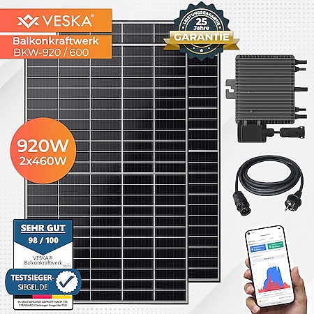 920 W / 600 W Balkonkraftwerk Photovoltaik Solaranlage Steckerfertig WIFI Smart 