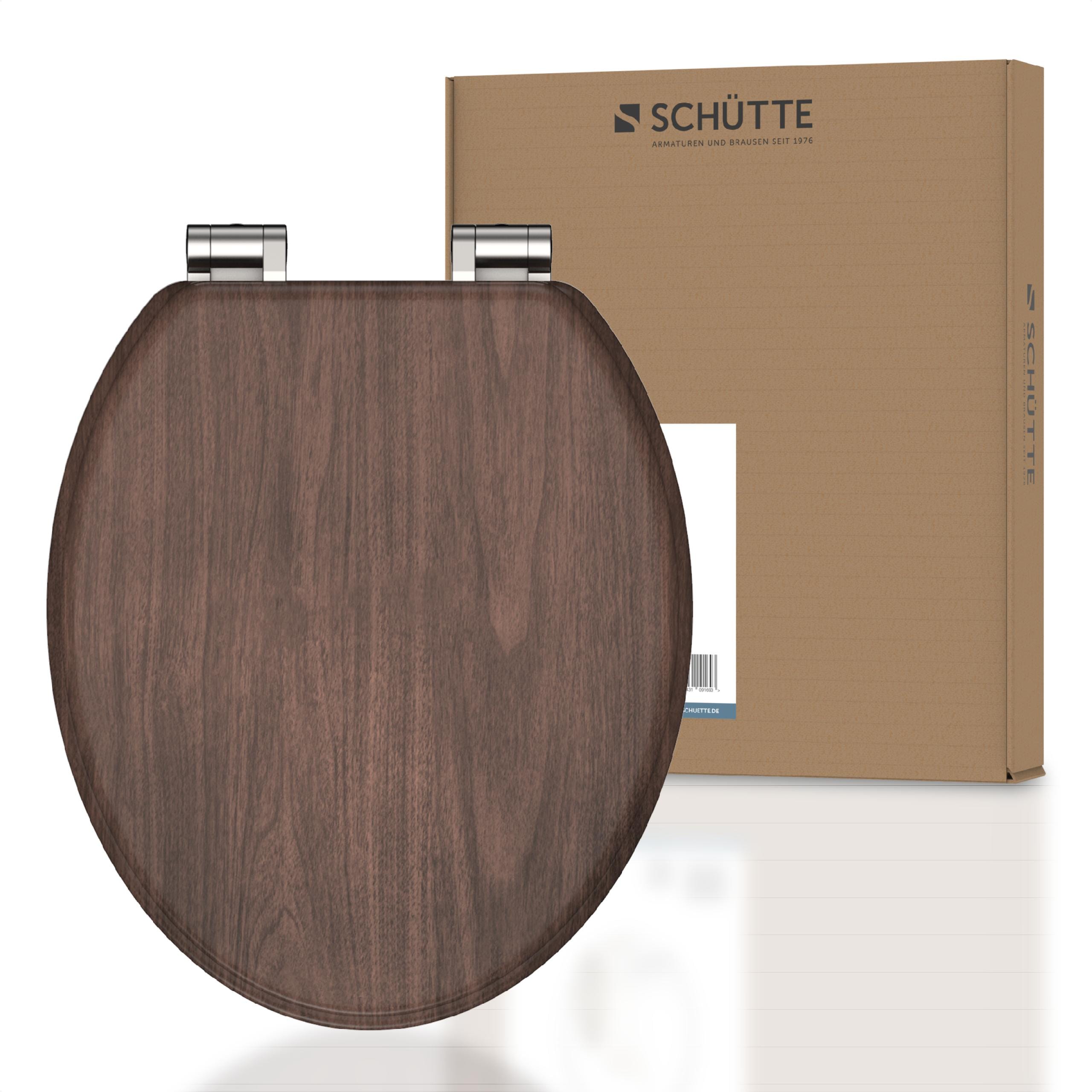 Sch&uuml;tte MDF WC-Sitz DARK WOOD , Toilettendeckel mit Absenkautomatik Motiv 
