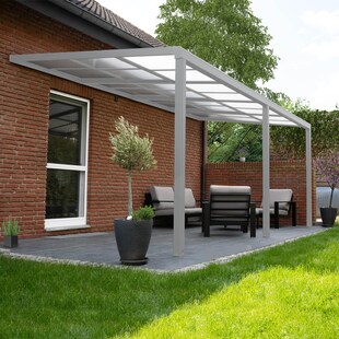 Solis Deluxe Terrassenüberdachung - 290 x 295 x 233 / 272 cm Weiß 