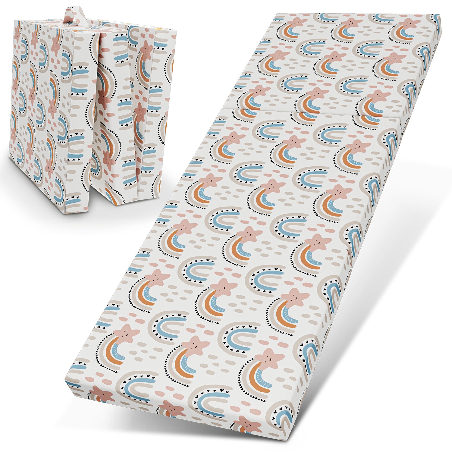 ELONEO Klappmatratze, 65x195x9 cm, Regenbogen 