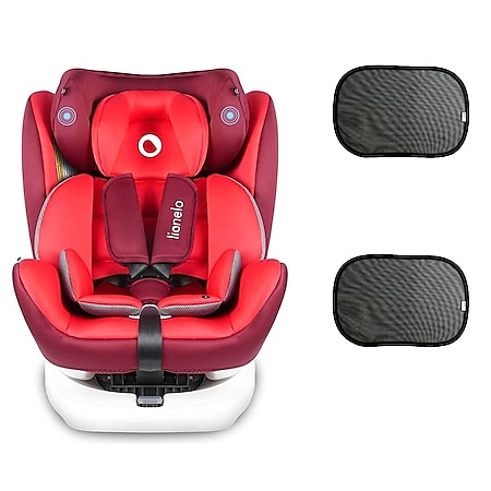 Lionelo Bastiaan rot + Sonnenschutz Auto Kindersitz mit Isofix Baby Autositz 