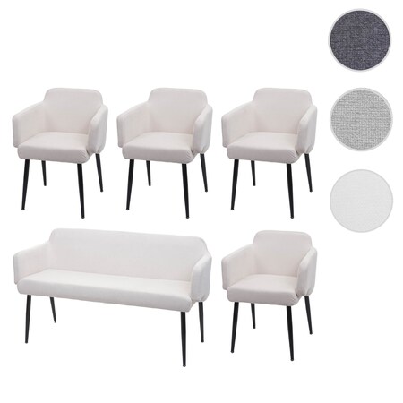 Esszimmer-Set MCW-L13, 4er-Set Stuhl+Sitzbank Esszimmergruppe Sitzgruppe  Esszimmergarnitur, Stoff/Textil ~ creme-weiß bei Marktkauf online bestellen
