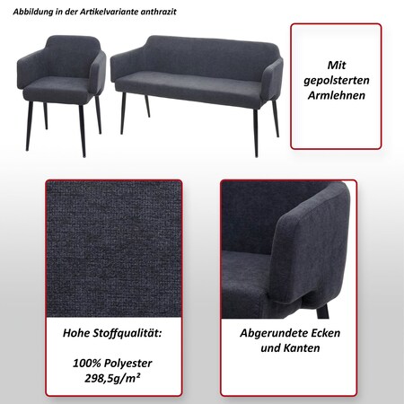 Esszimmer-Set MCW-L13, 2er-Set Stuhl+Sitzbank Esszimmergruppe Sitzgruppe  Esszimmergarnitur, Stoff/Textil ~ anthrazit bei Marktkauf online bestellen