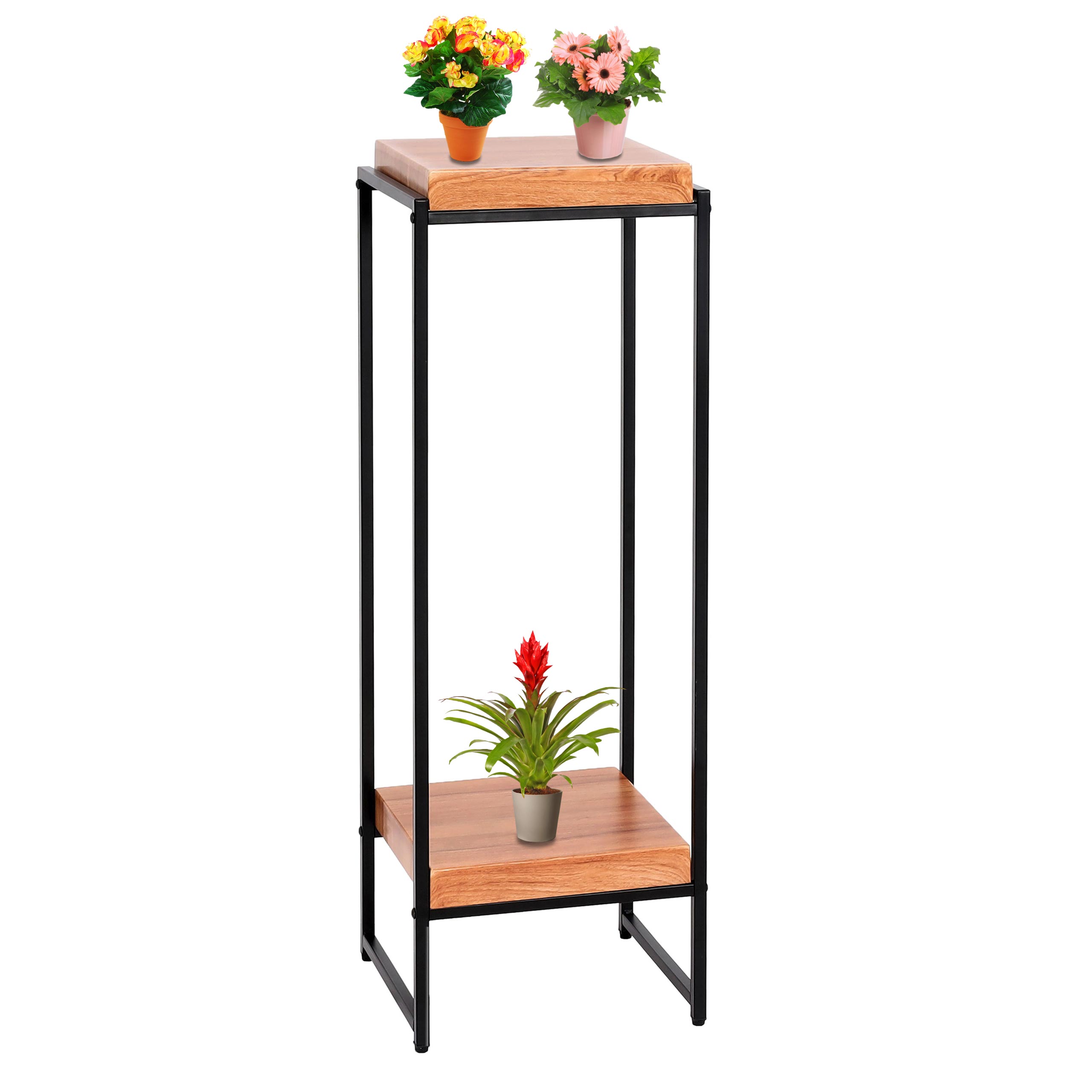 Blumentisch MCW-K71, Blumenregal Beistelltisch Pflanzregal, MVG-zertifiziert MDF Metall ~ naturfarben, 101cm 