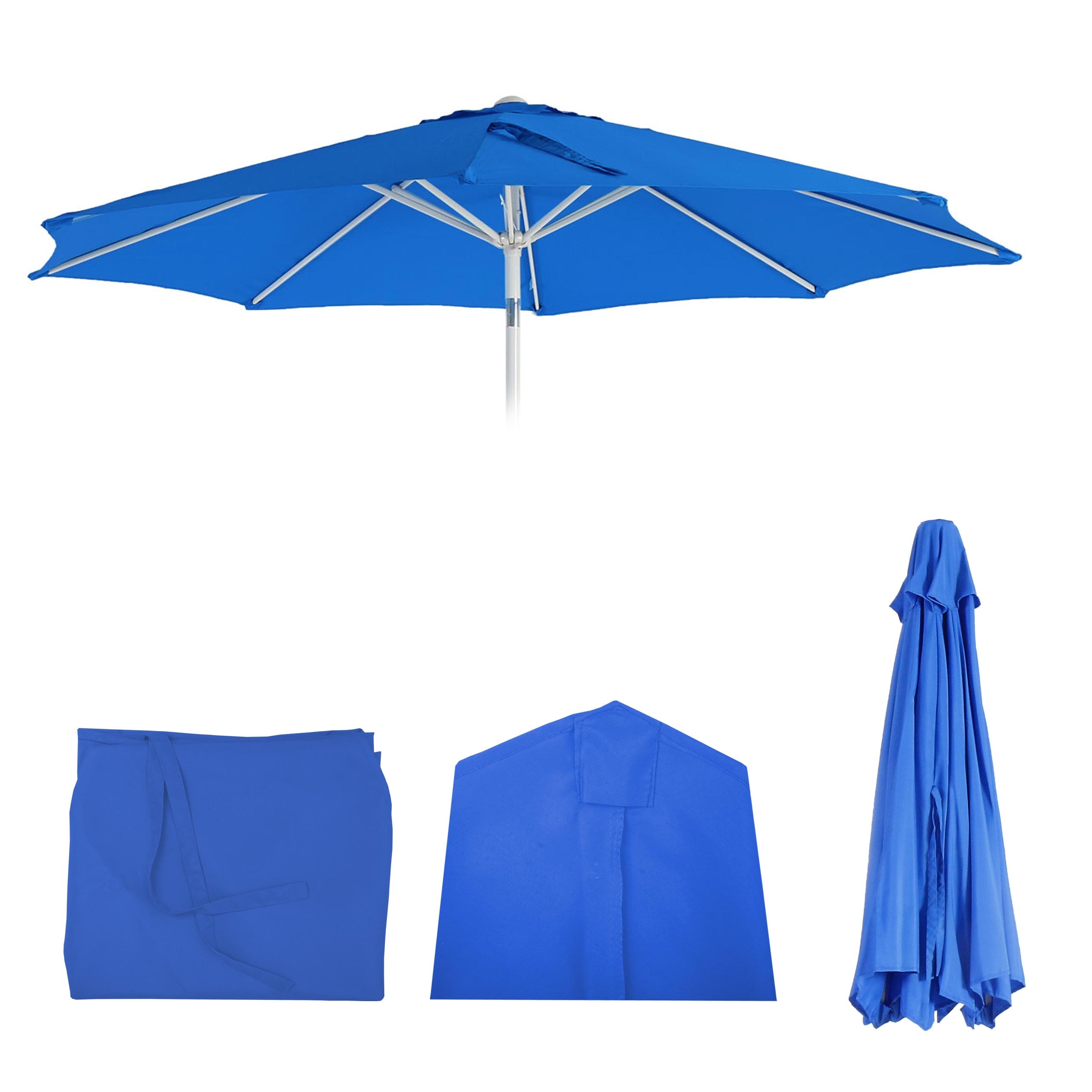Ersatz-Bezug f&uuml;r Sonnenschirm Asti, Sonnenschirmbezug Ersatzbezug, &Oslash; 2,7m Stoff/Textil ~ blau 