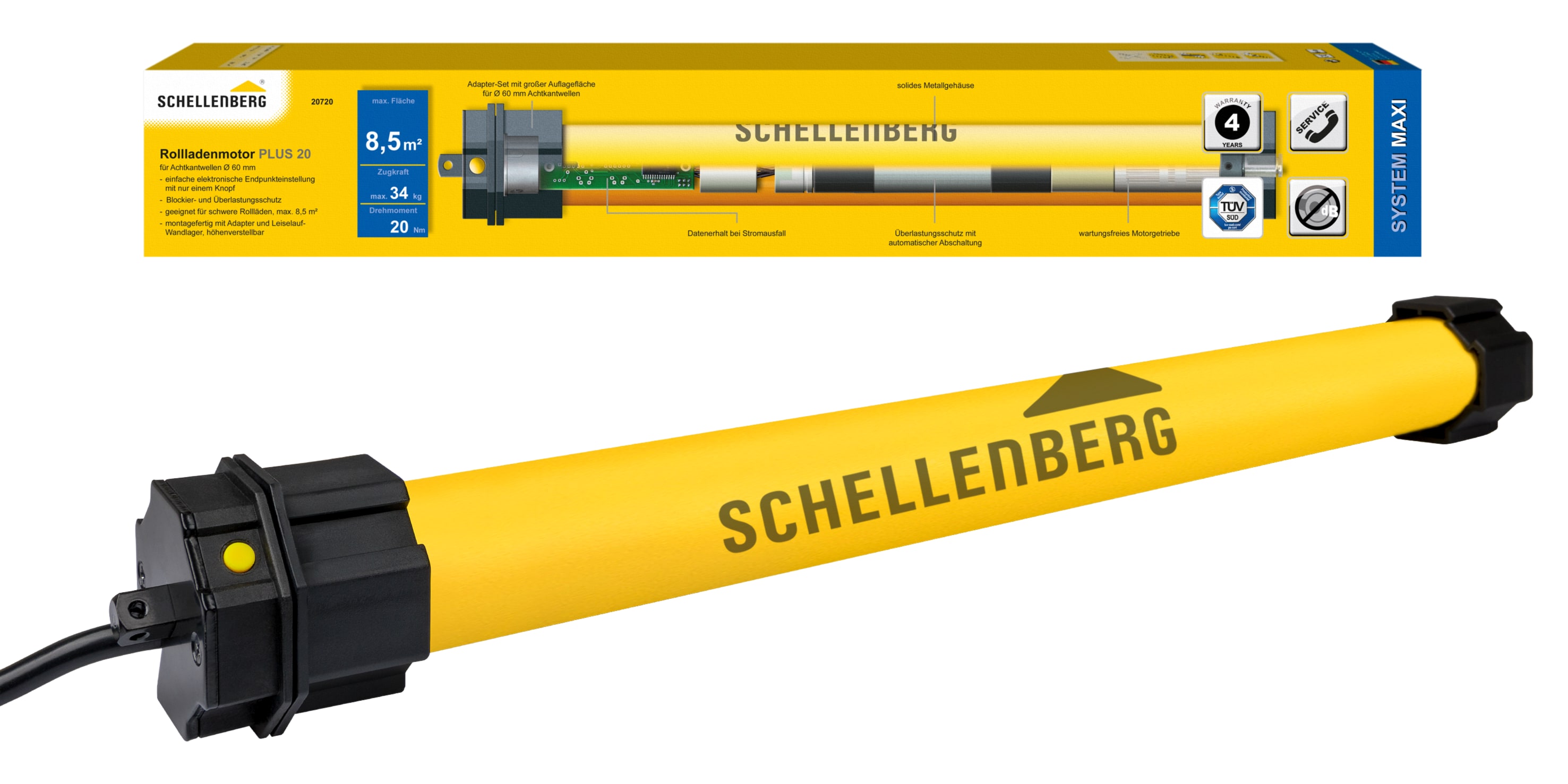 Schellenberg Rohrmotor PLUS Maxi 20 Nm 
