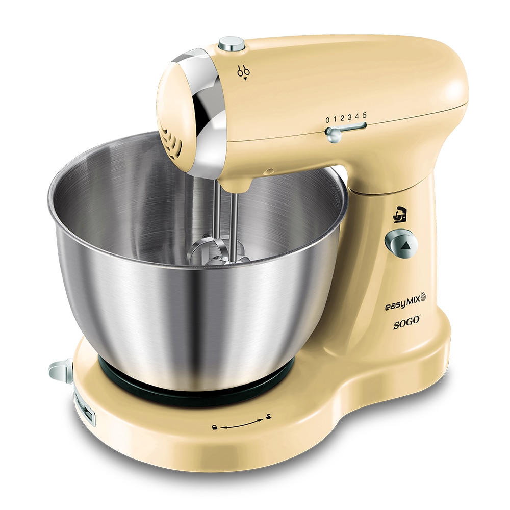 SOGO RETRO Reihe K&uuml;chenmaschine beige 3-IN-1 Mixer, R&uuml;hrger&auml;t & Teigmaschine 
