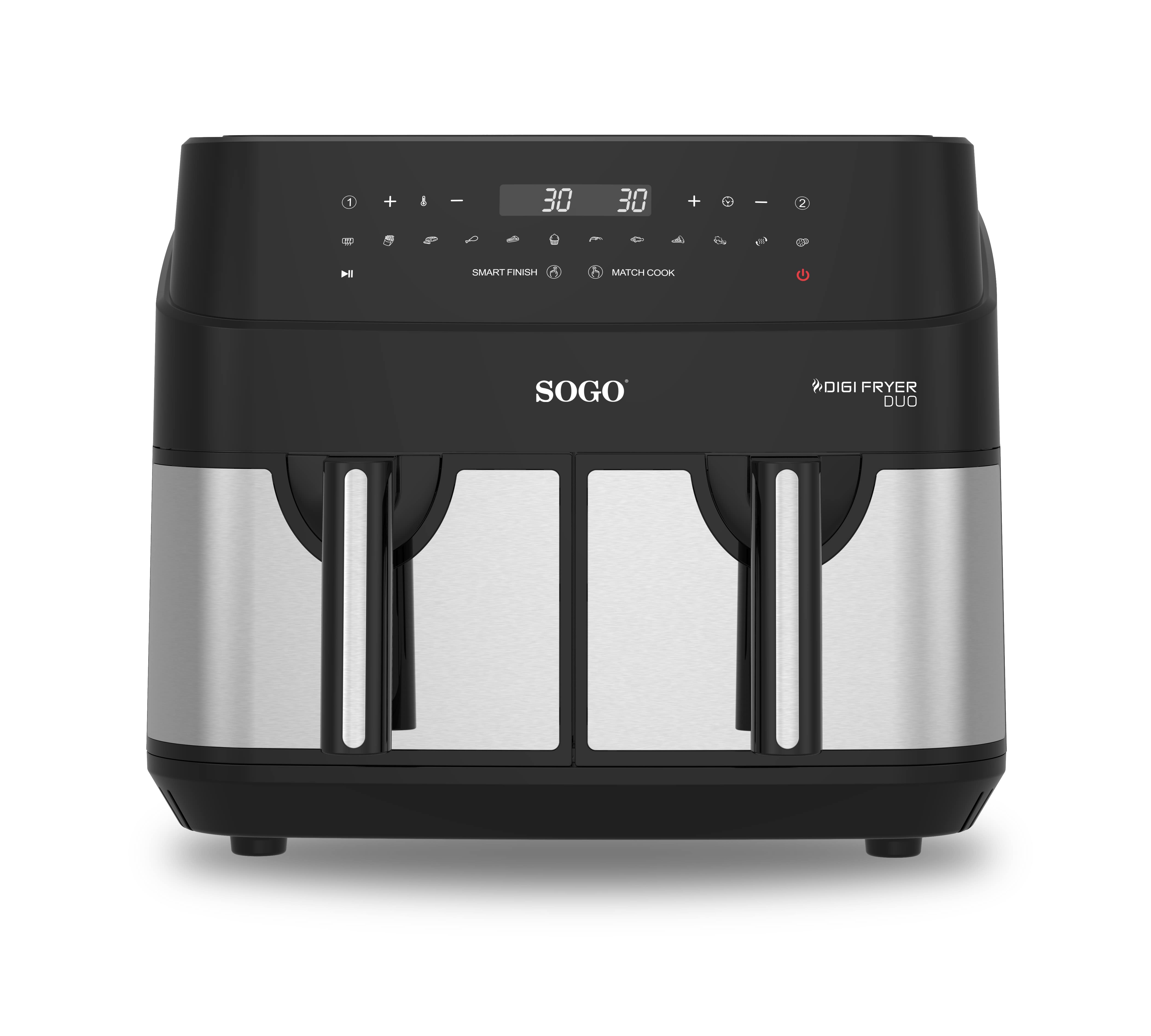 SOGO Multifunktions-Heissluftfritteuse mit Doppelkorb (4,5lx2) - Digital Touch Display - 1750W 