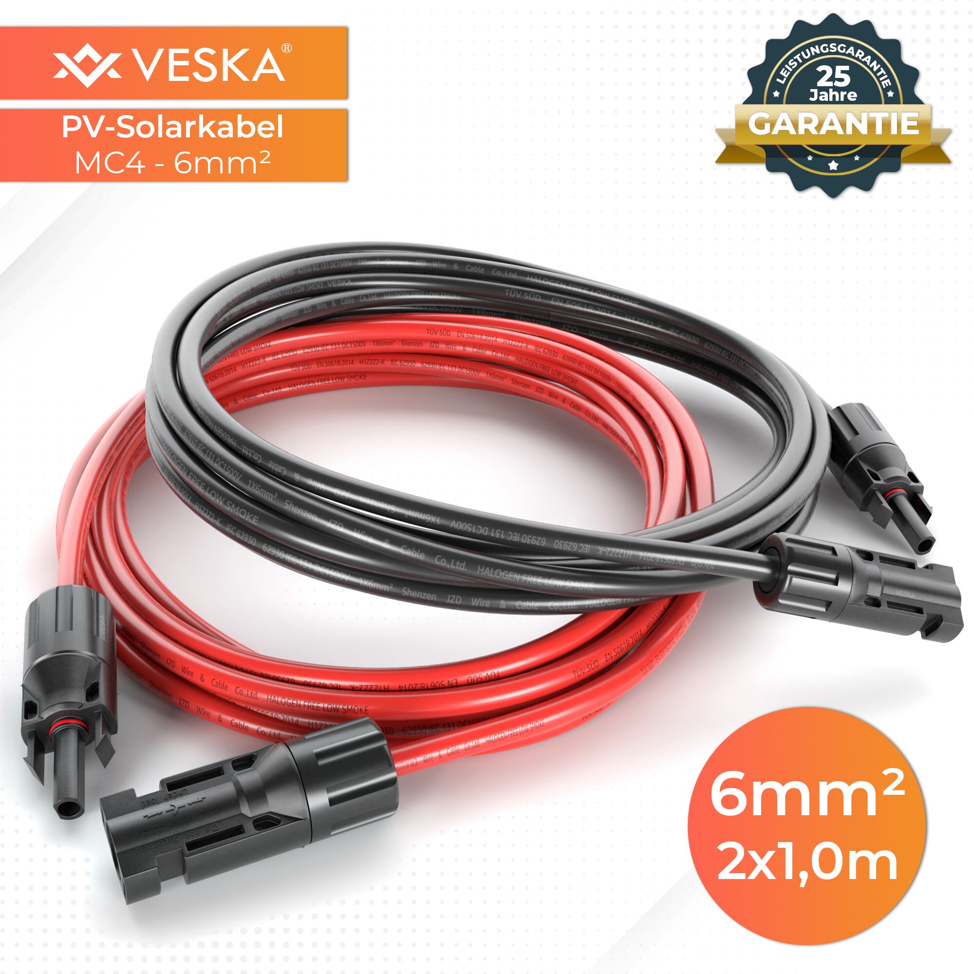 Solar Kabel MC4 6mm Set -versch. Ausf&uuml;hrungen 