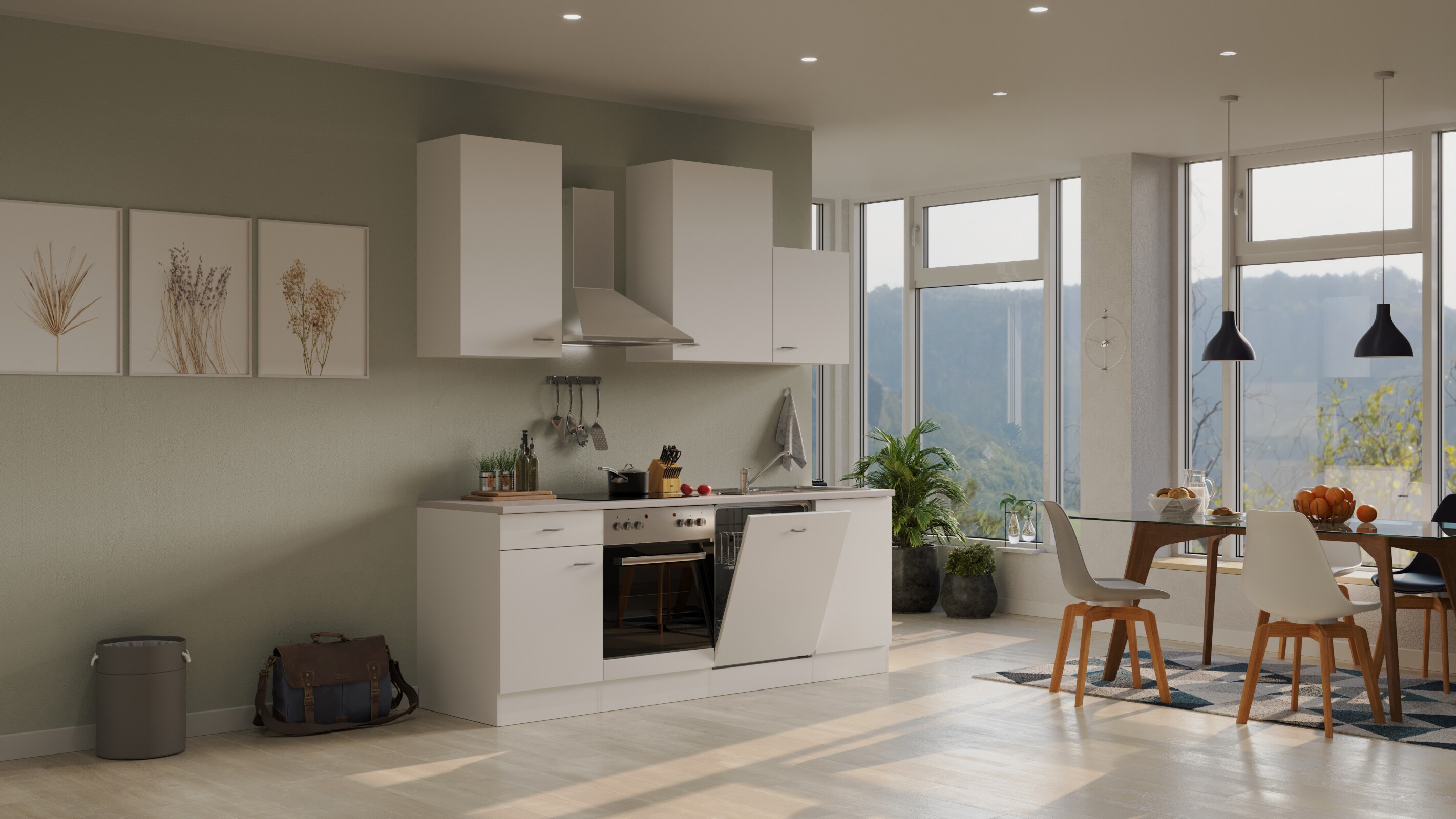 Flex-Well K&uuml;chenzeile 220cm - mit E-Ger&auml;te - G-220-1701-016-WITO 