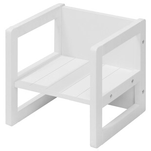 Sitzhocker für Kinder im Landhausstil, Wendehocker mit 3 Sitzhöhen, Holz weiß 